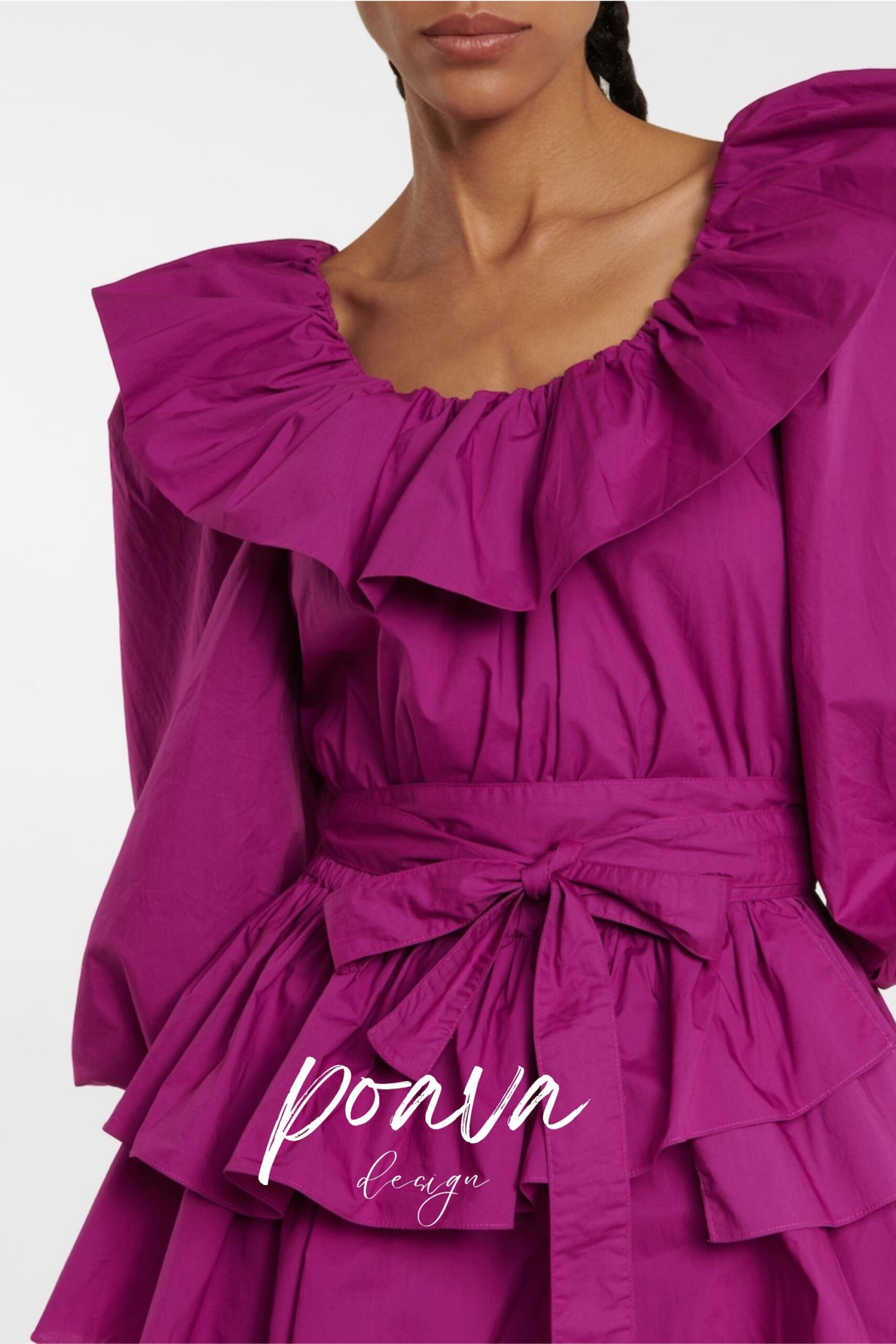 MURRAY PUFF SLEEVE RUFFLE LAYER MINI DRESS PURPLE
