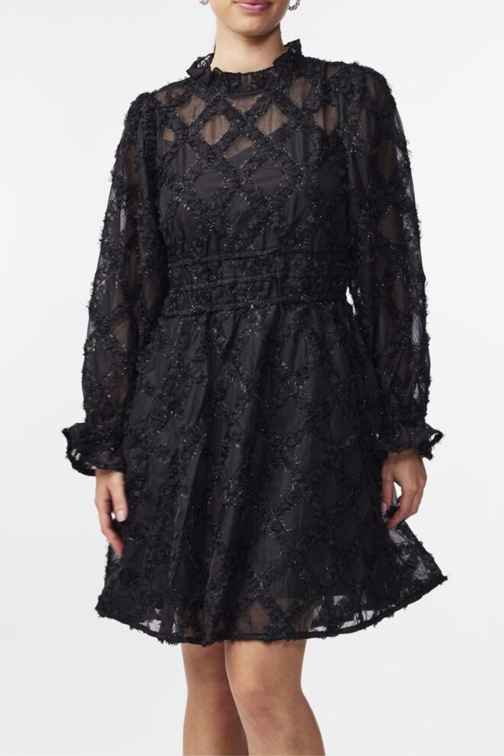 LACE MINI DRESS BLACK COCKTAIL PARTY SILHOUETTE
