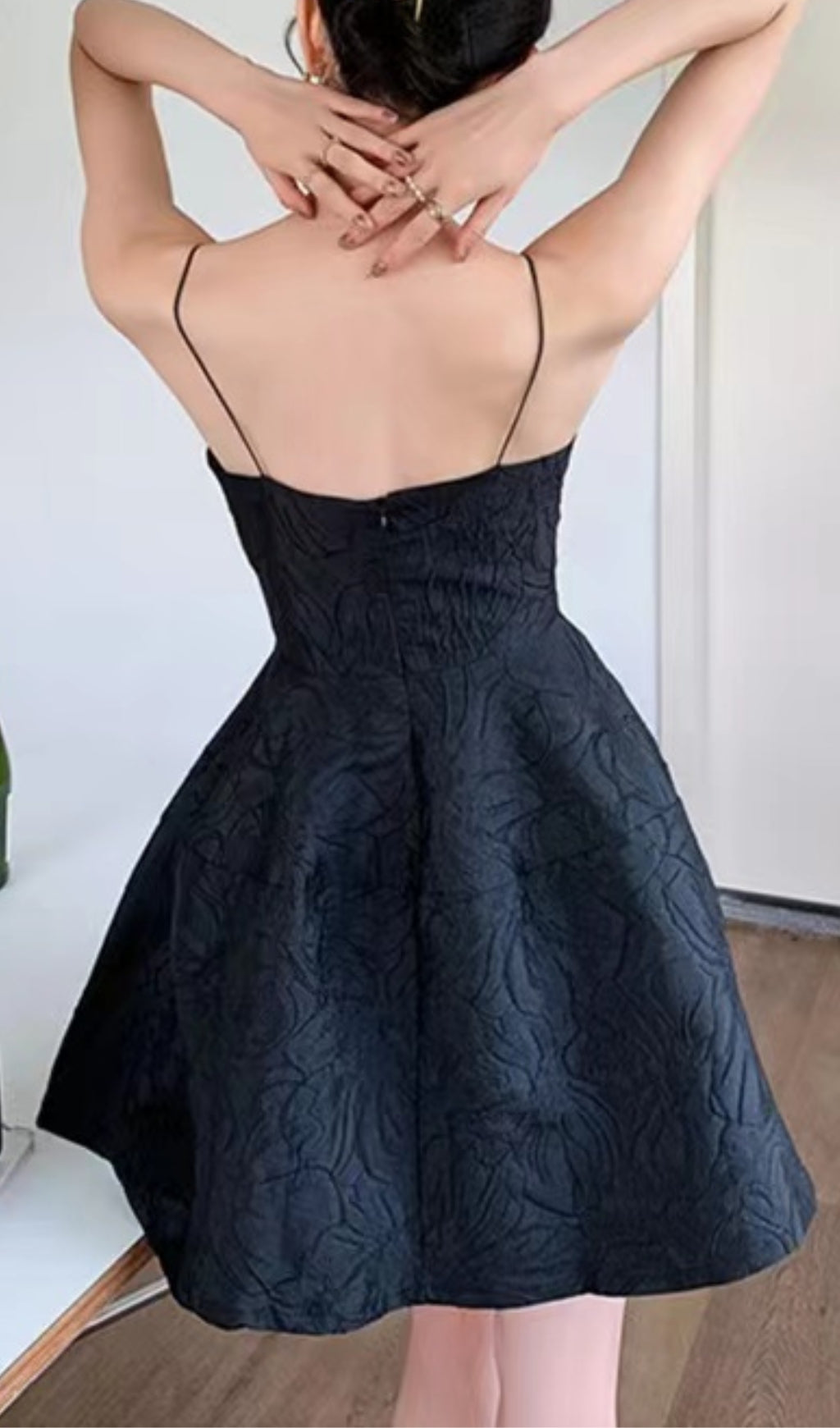 STRAPY HEM BLACK MINI DRESS FOR PARTY
