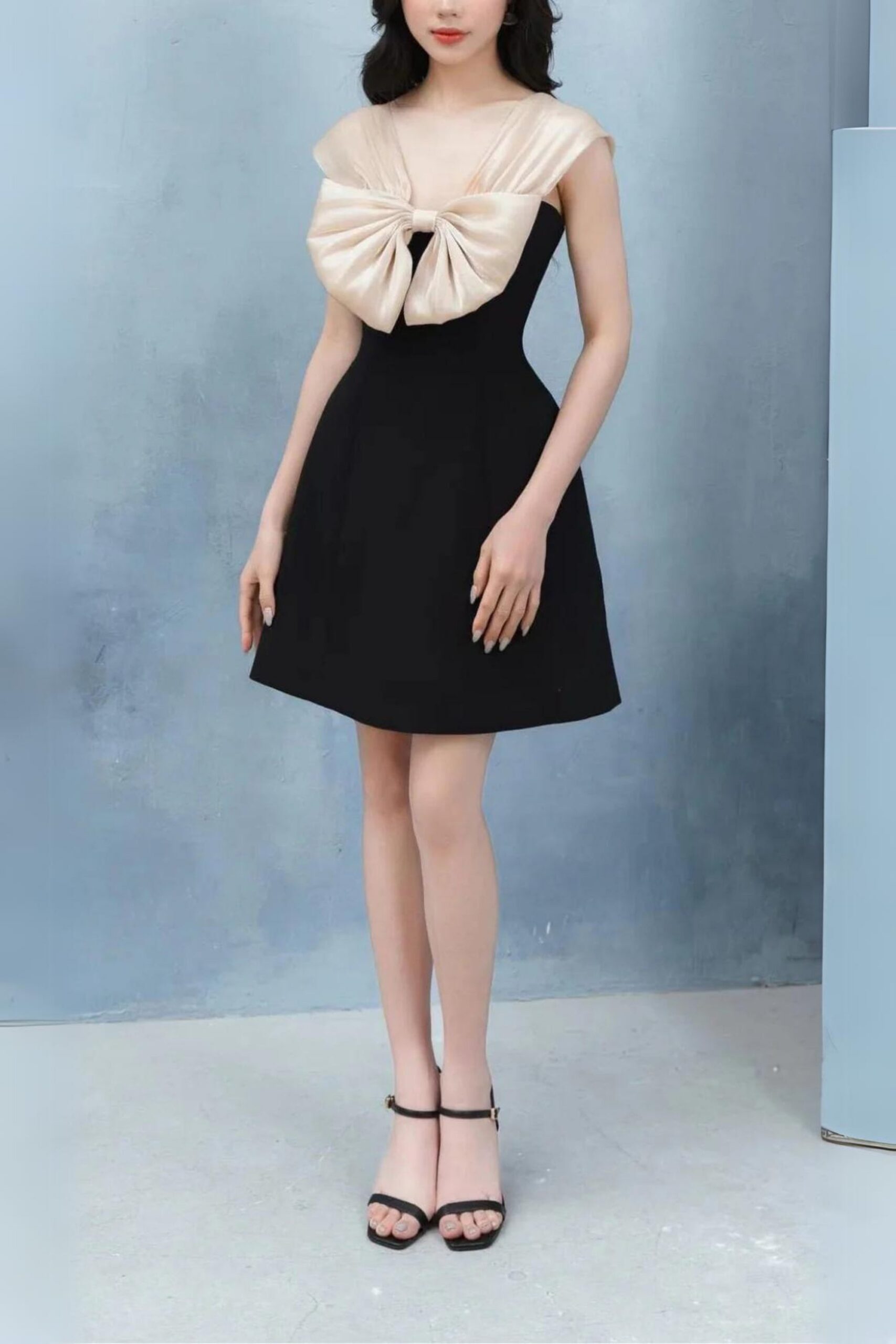 7_39aeb691-acb9-4331-b087-3e06d43bfc39 SEXY V-NECK WAVY BOW A-LINE MINI PARTY DRESS
