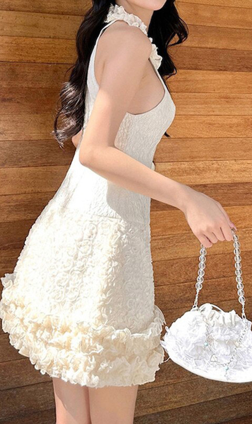 SUMMER SLEEVELESS RUFFLE MINI JACQUARD DRESS