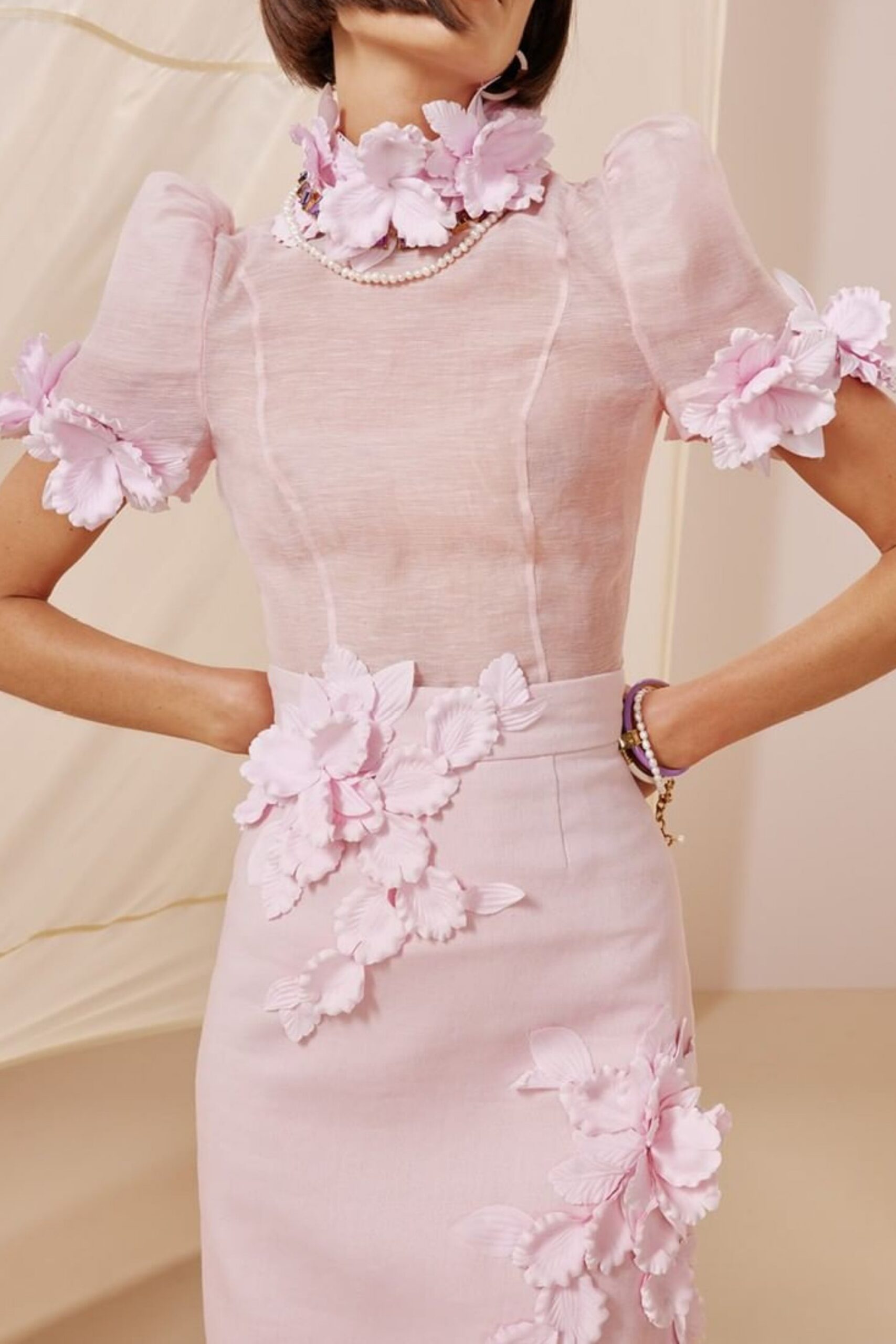 PINK FLORAL MIDI DRESS FOR WEDDING