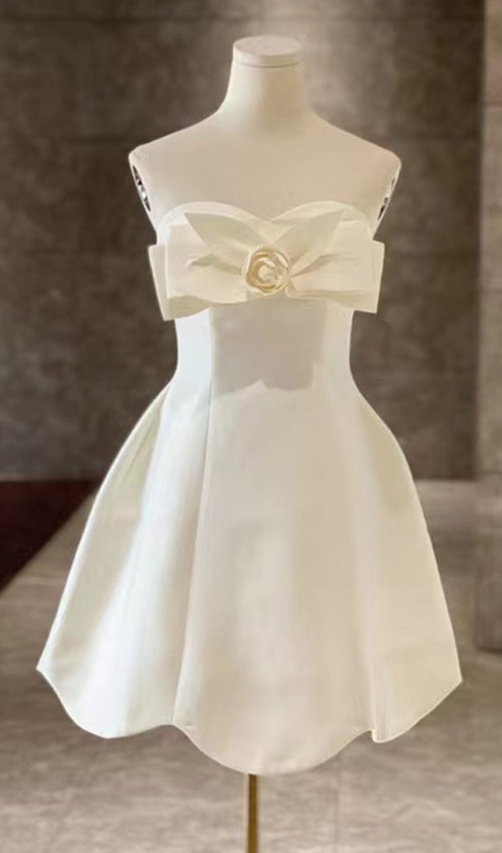 CHAMPAGNE BOW BANDEAU DRESS SET - EVENING MINI