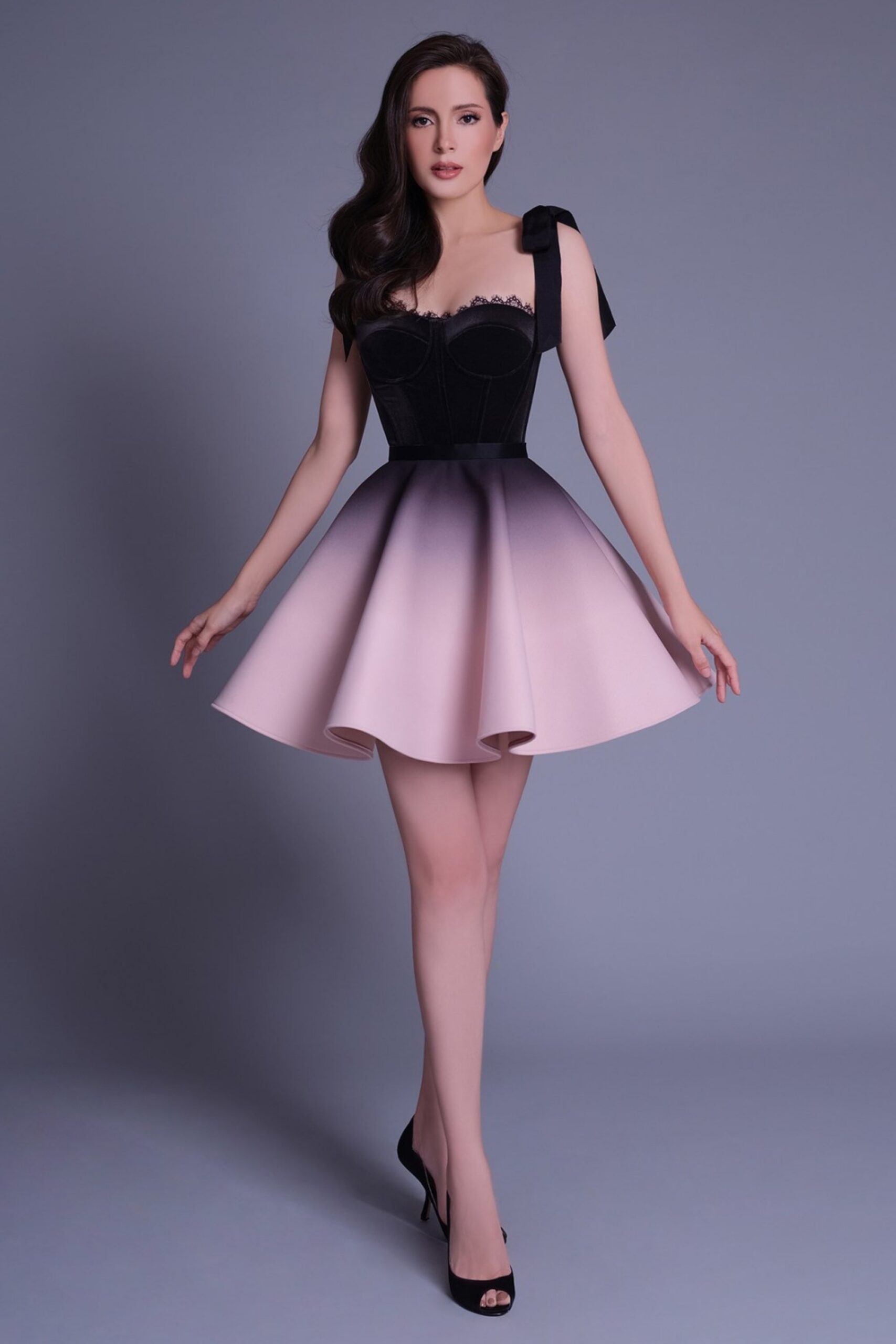 CORA BLACK VELVET BUSTIER CORSET MINI DRESS SUIT