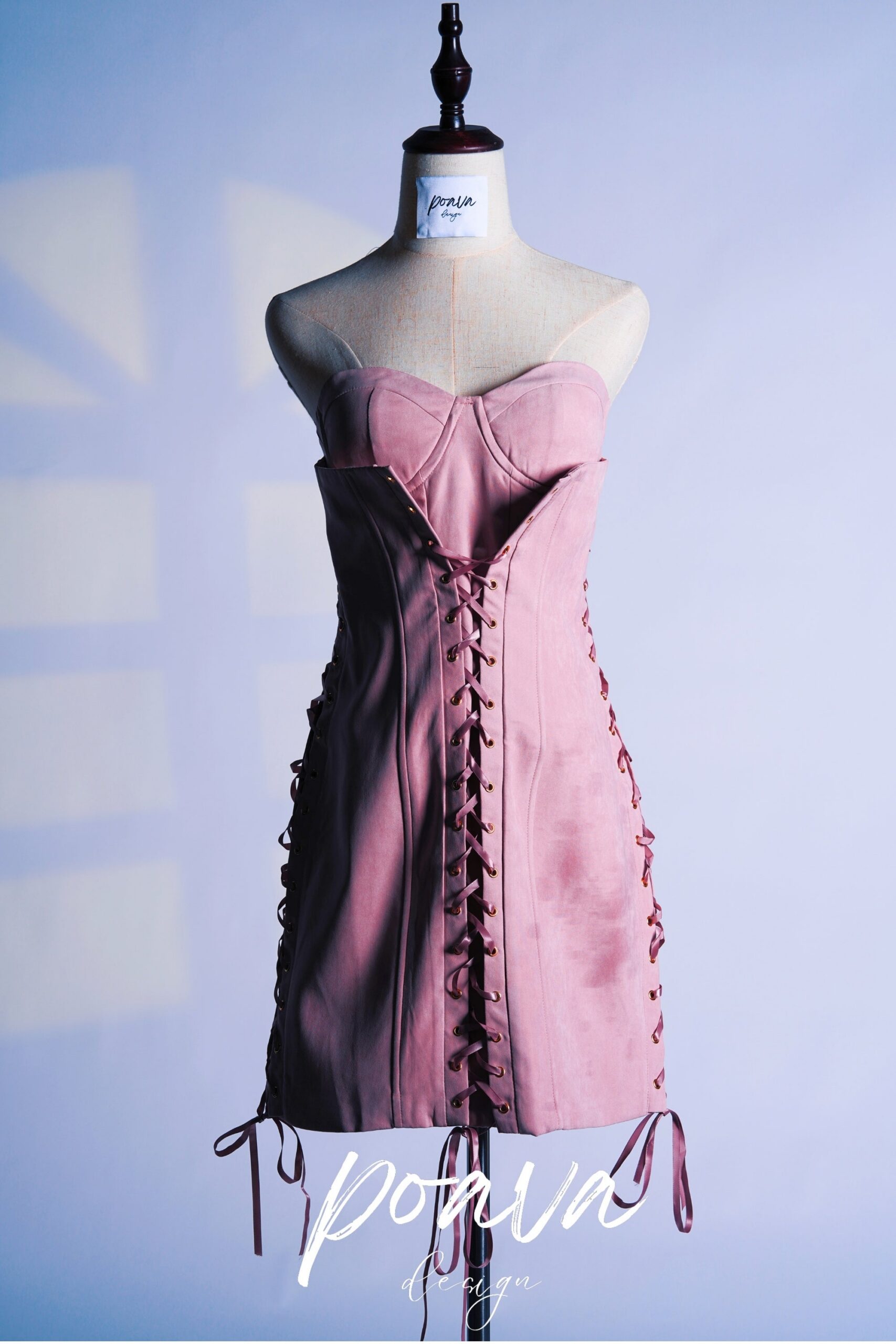 PINK LACE-UP MINI DRESS FOR PARTY