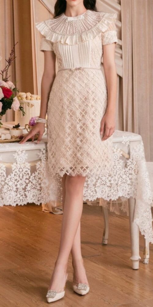 RUFFLES EMBROIDERY MIDI DRESS IN WHITE- OH CICI - LATEST PARTY WEAR 2023 RUFFLES EMBROIDERY MIDI DRESS IN WHITE- OH CICI - LATEST PARTY WEAR 2023