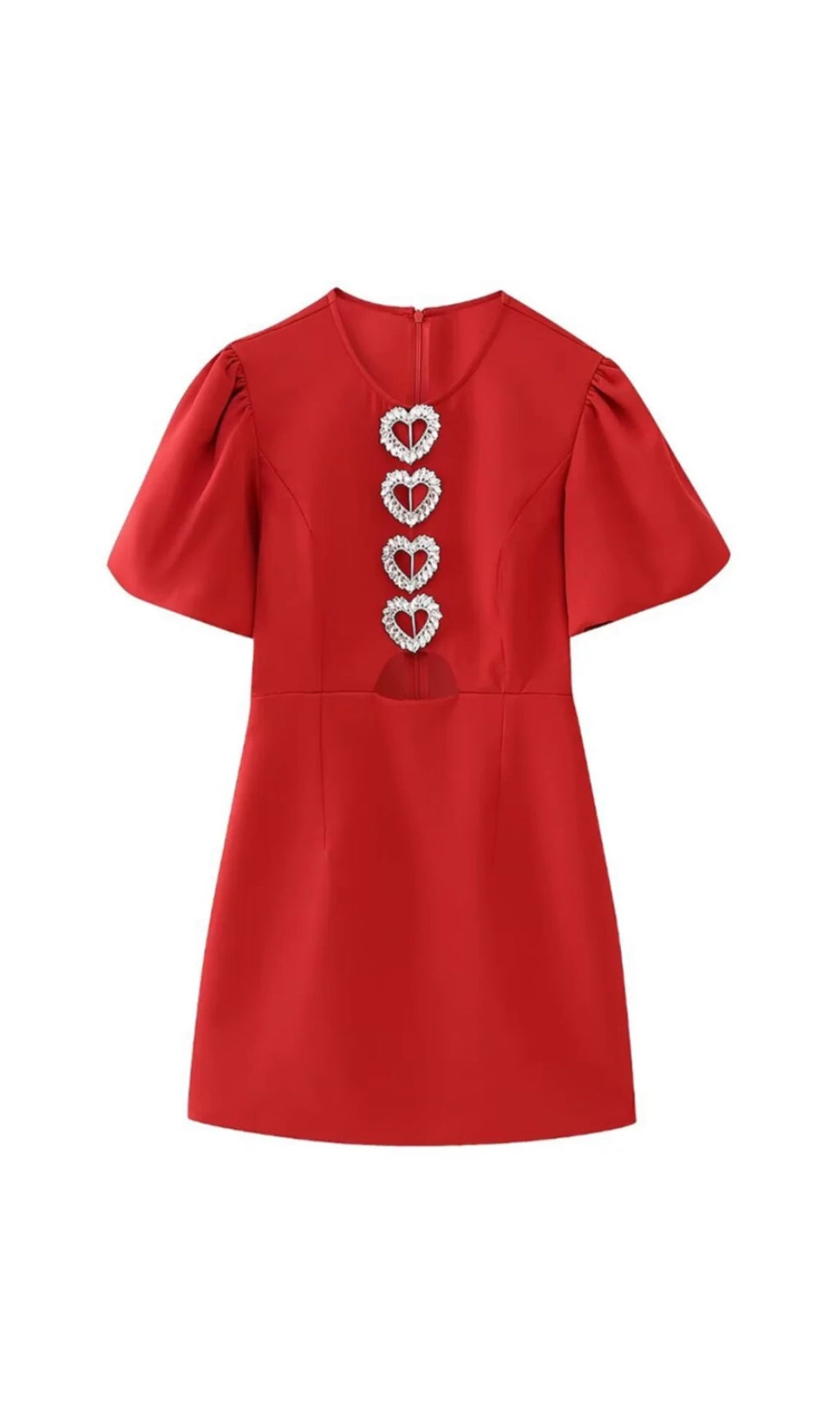 HEART CUTOUT CRÊPE MINI DRESS, RED, DATE NIGHT