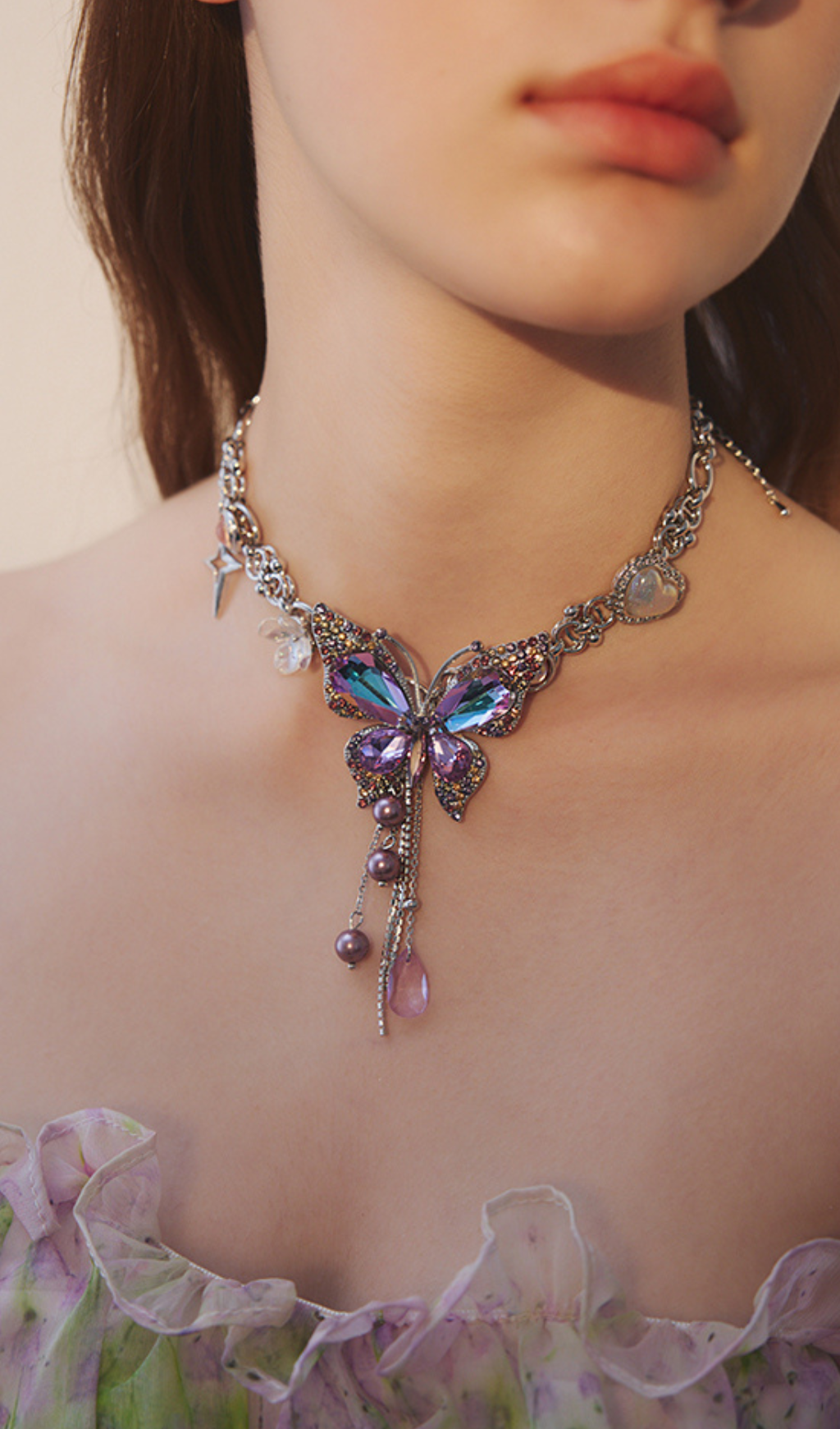 TEARDROP TASSEL BUTTERFLY PARTY NECKLACE
