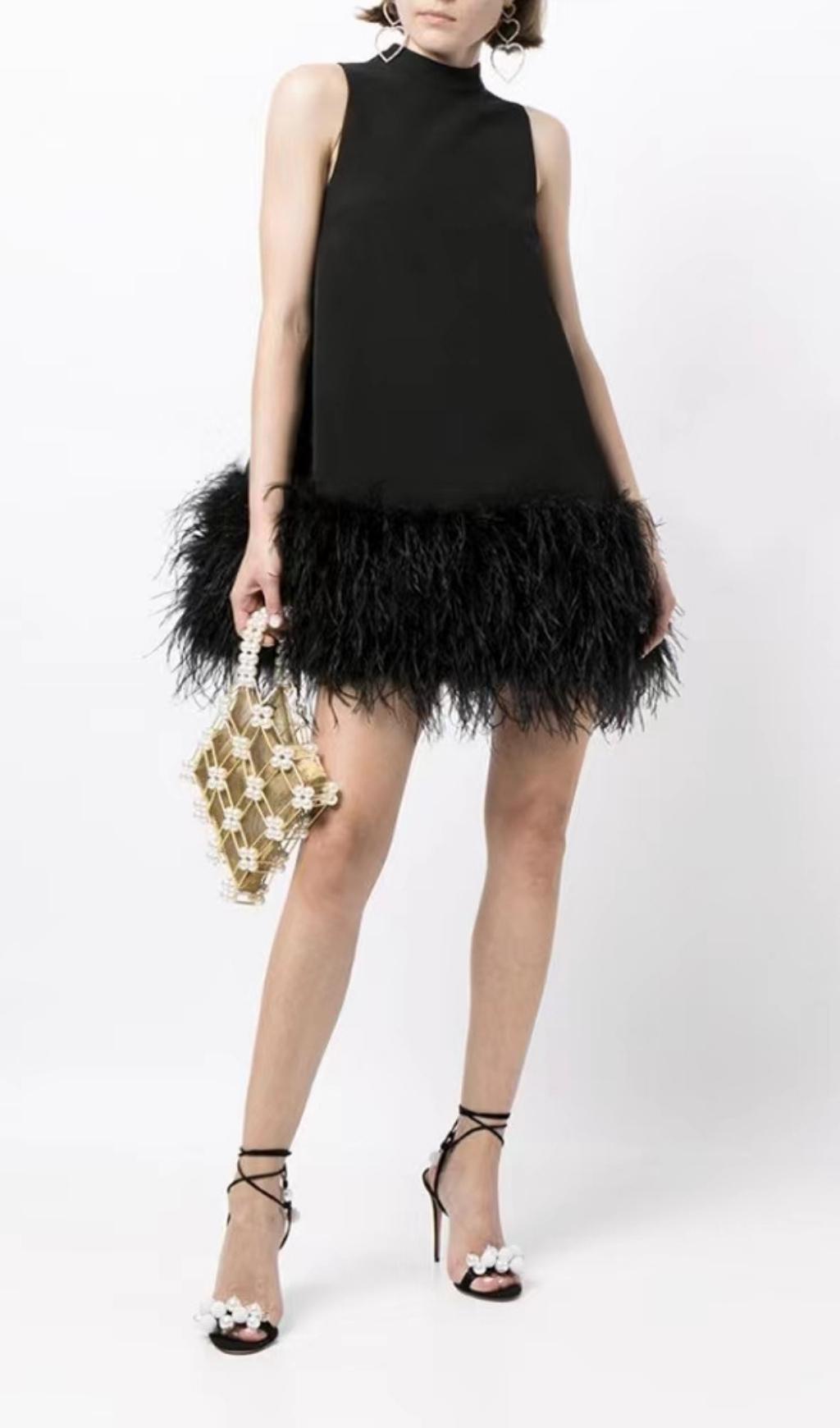 FEATHER MINI DRESS FOR PARTY NIGHT