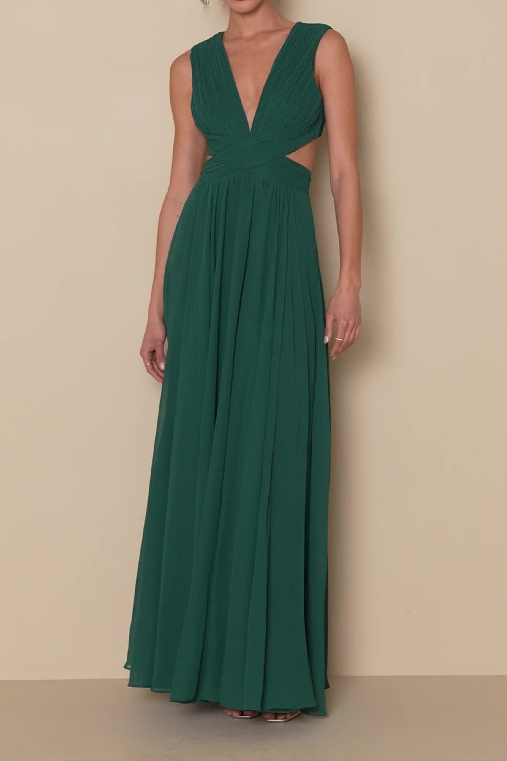 EMERALD CUTOUT MAXI DRESS, BODYCON PARTY