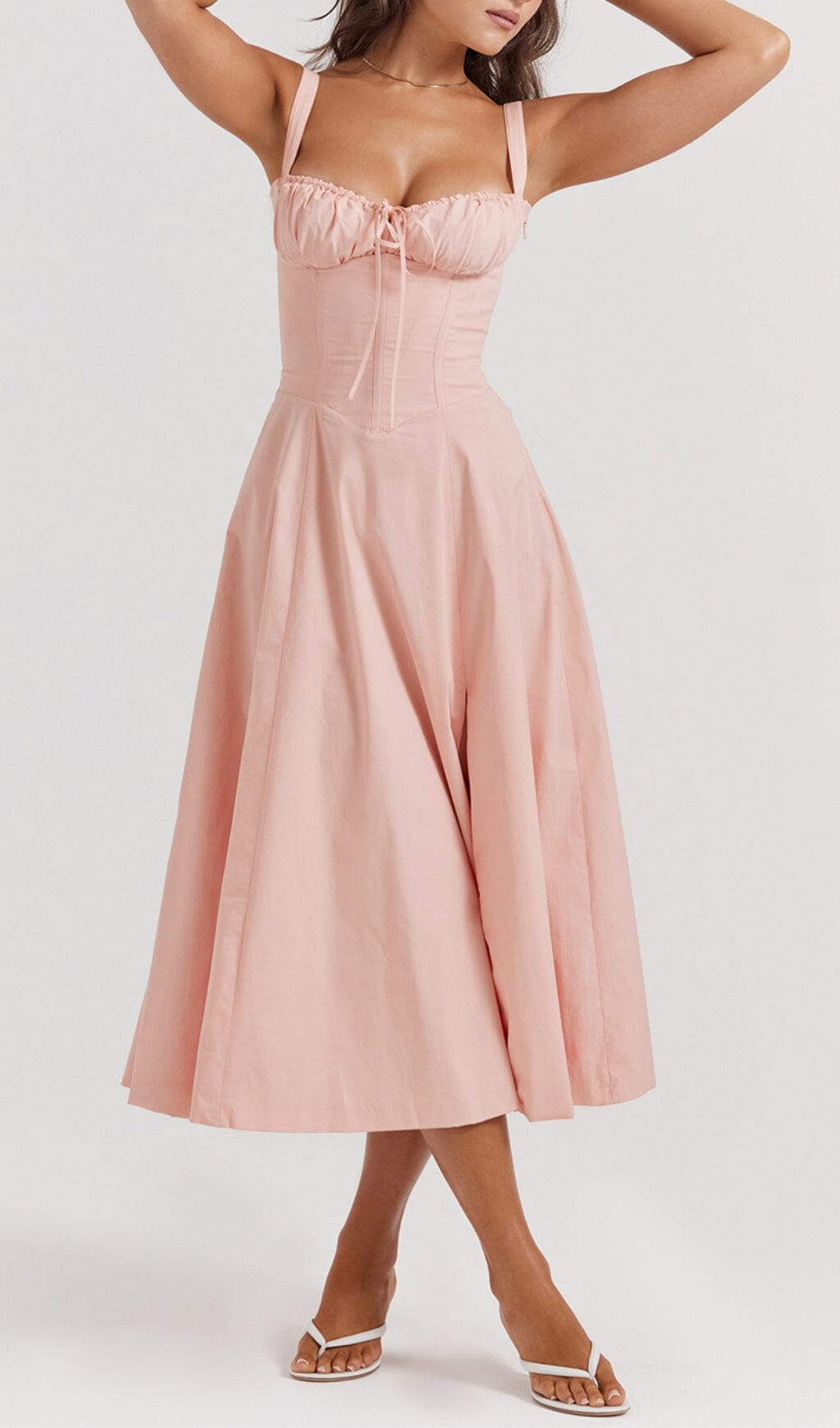 BABY PINK BUSTIER SUNDRESS FOR PARTY