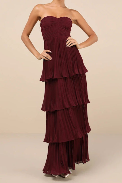 7a1101d9-36c0-4583-91f3-a0134d851c76 STRAPLESS TIERED MAXI DRESS PLUM PURPLE WEDDING GUEST