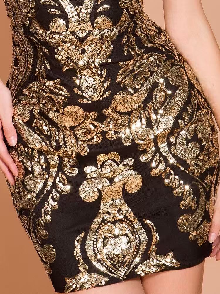7b313923d5f33075bb4834d07724600a HALTERNECK SEQUIN BODYCON MINI DRESS