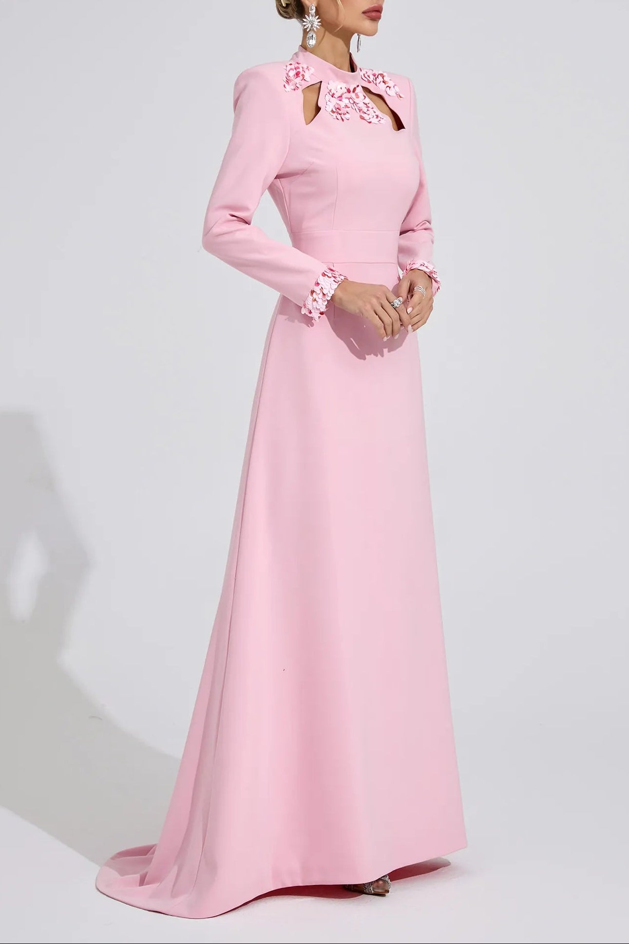 SHIRLEY PINK RHINESTONE MERMAID MAXI DRESS