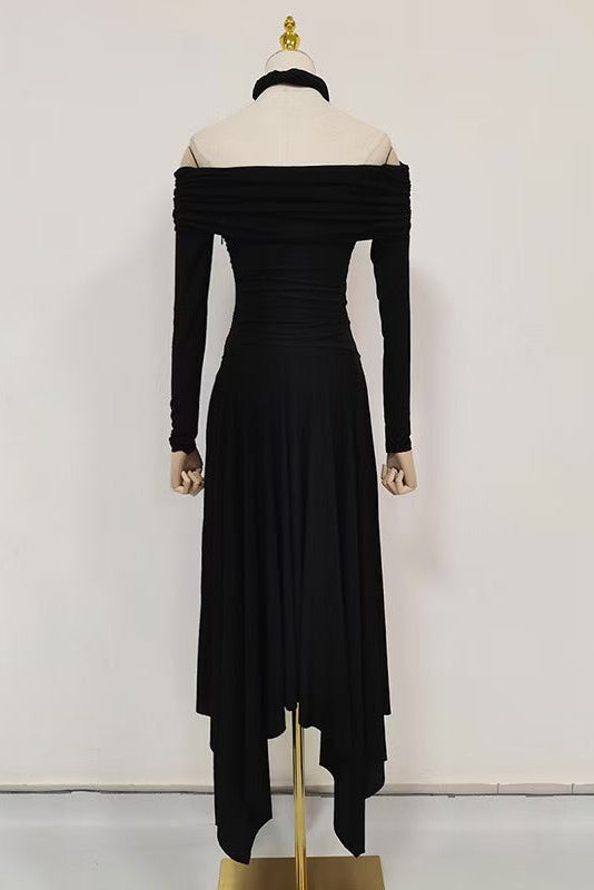 WRAP FRONT LONG SLEEVE MIDI DRESS FOR WEDDING