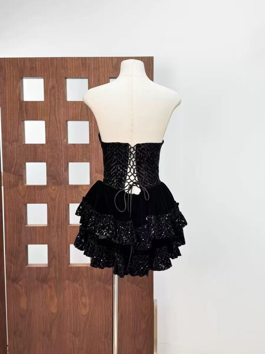 SYRAZA STRAPLESS SEQUIN MINI DRESS