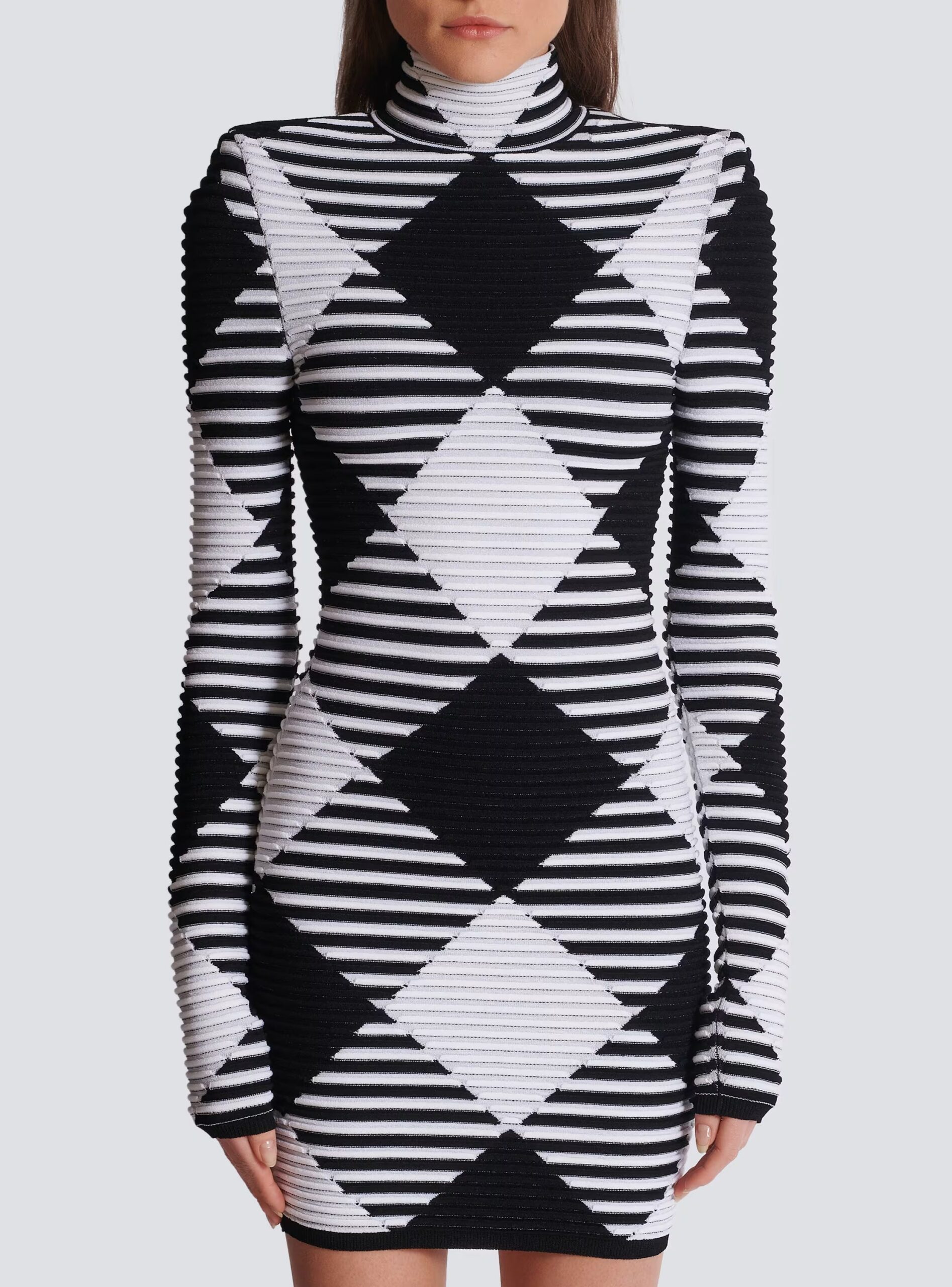 MINI ROLLED GINGHAM KNIT DRESS FOR DAY