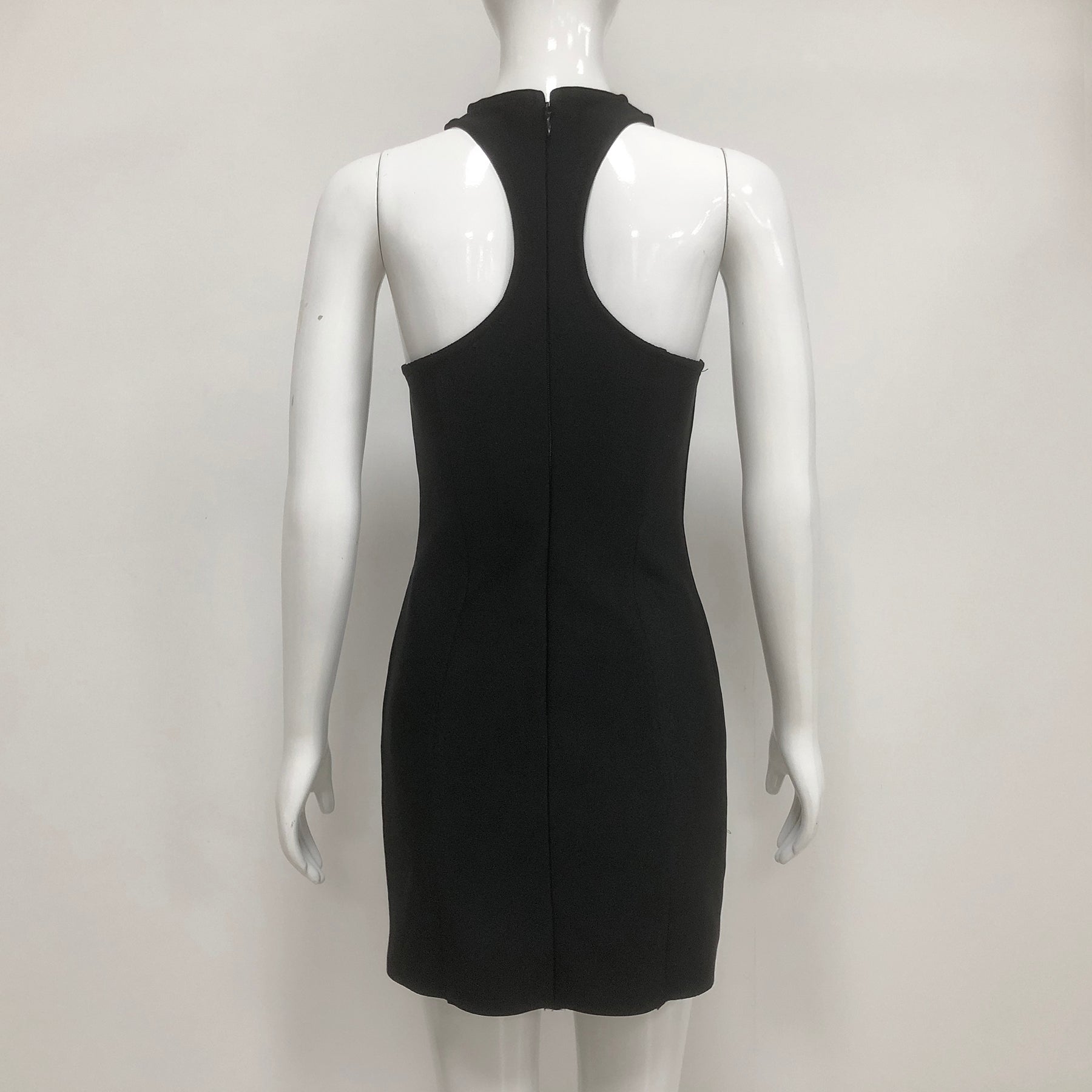 BANDAGE MINI DRESS, SLEEVELESS COLLARLESS BLACK COCKTAIL