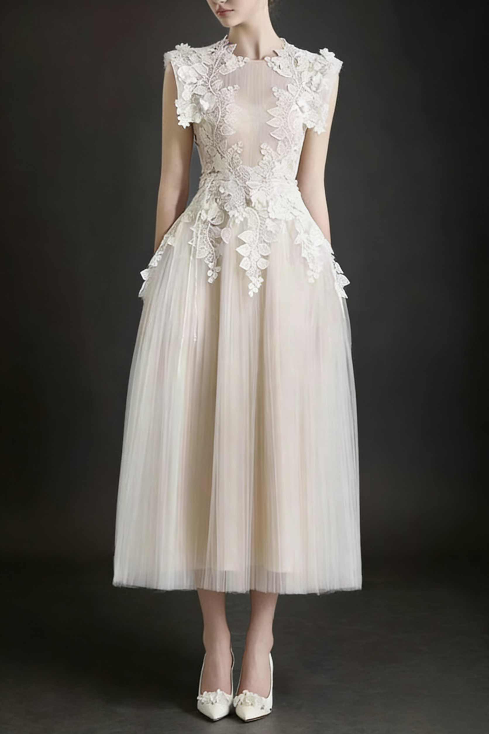 7ee24b081342b8d5c0be65dc9406d041_dbb93c1e-2371-4a7a-b5d5-64916640a090 FLORAL APPLIQUÉ SLEEVELESS MIDI DRESS BEIGE