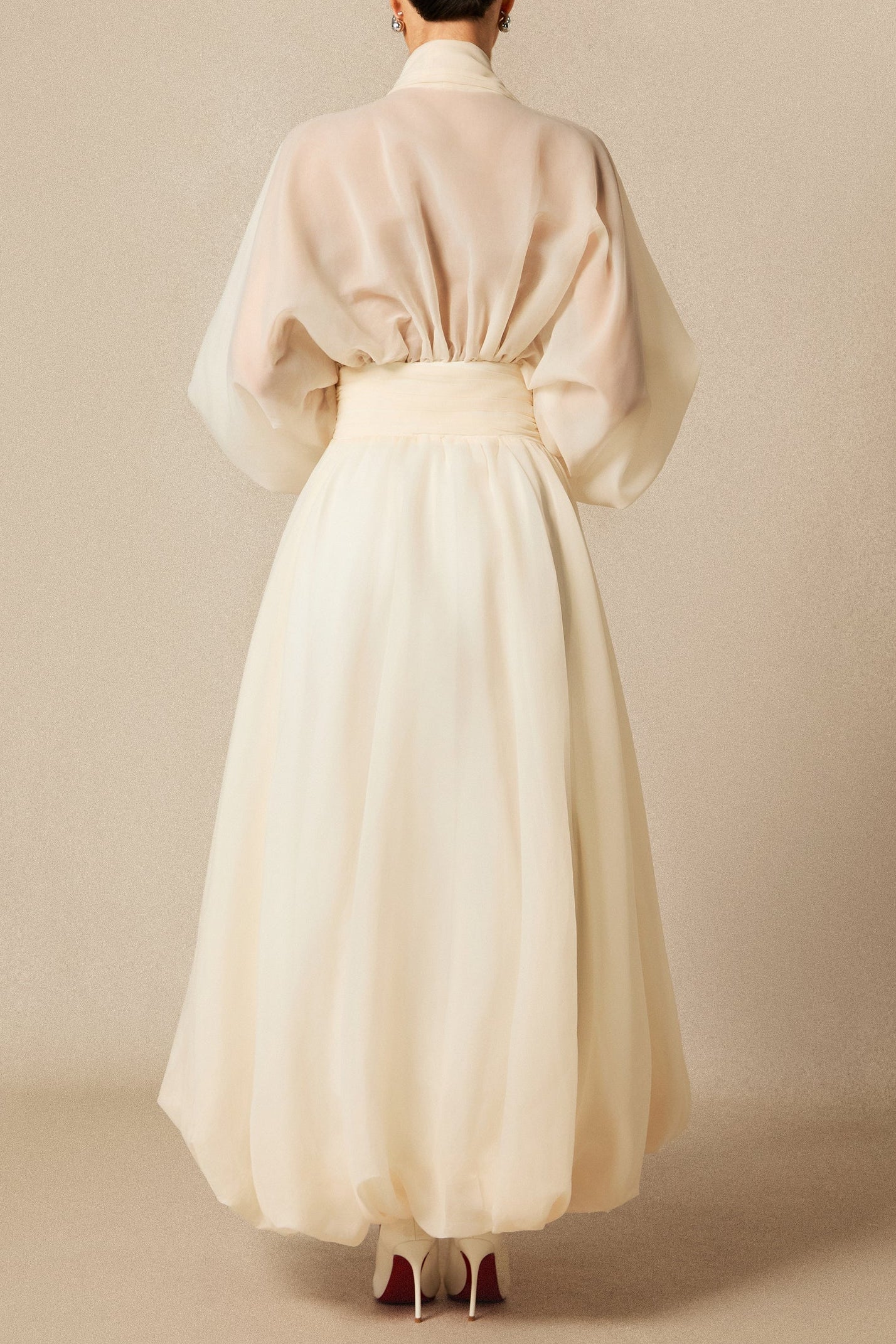 LILLY DEEP V PUFF SLEEVE MAXI DRESS FOR WEDDING