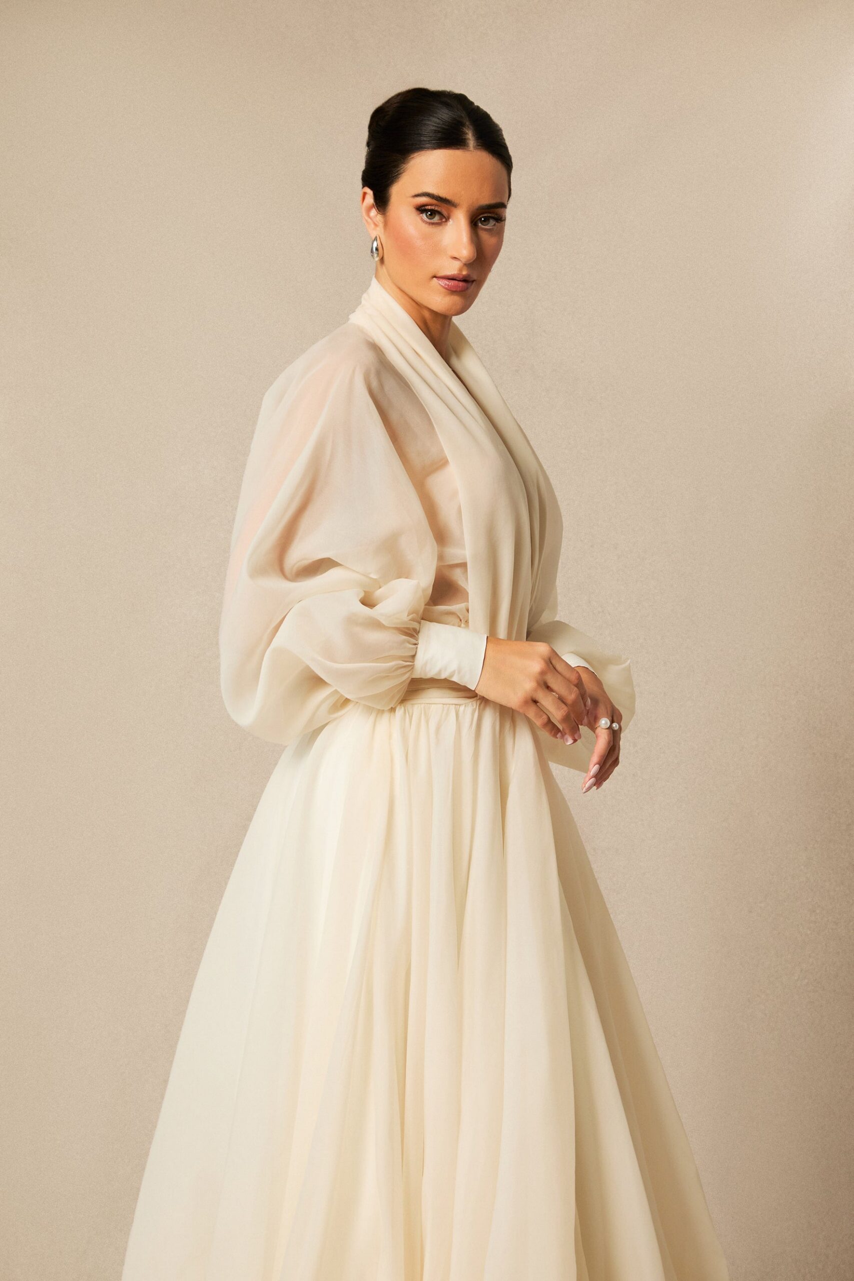LILLY DEEP V PUFF SLEEVE MAXI DRESS FOR WEDDING