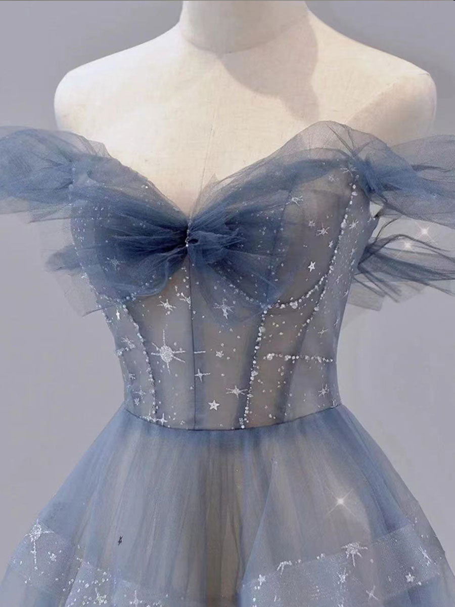 BLUE TULLE SEQUIN PARTY DRESS