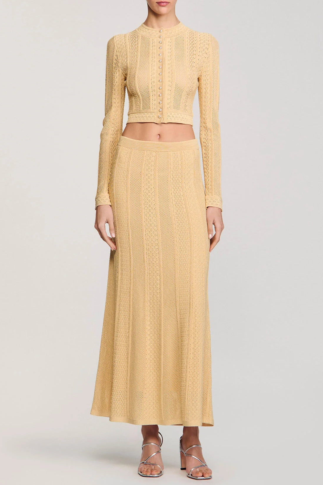 TIFFANY KNIT TOP & MAXI SKIRT YELLOW SET