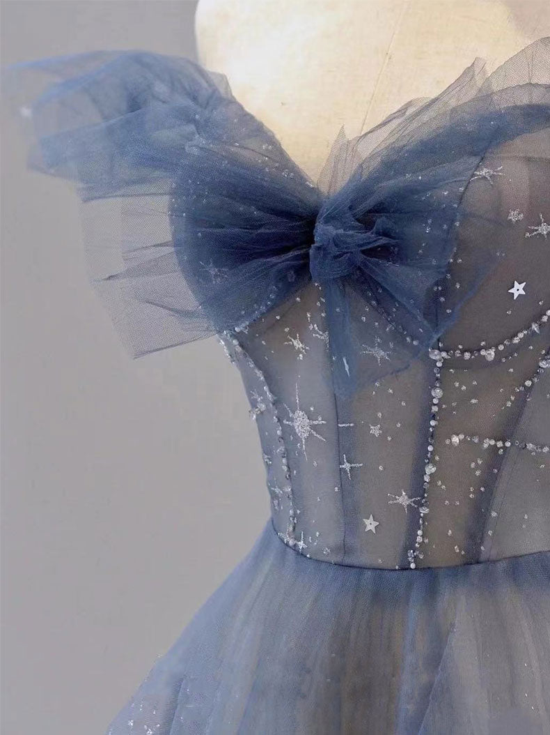 BLUE TULLE SEQUIN PARTY DRESS