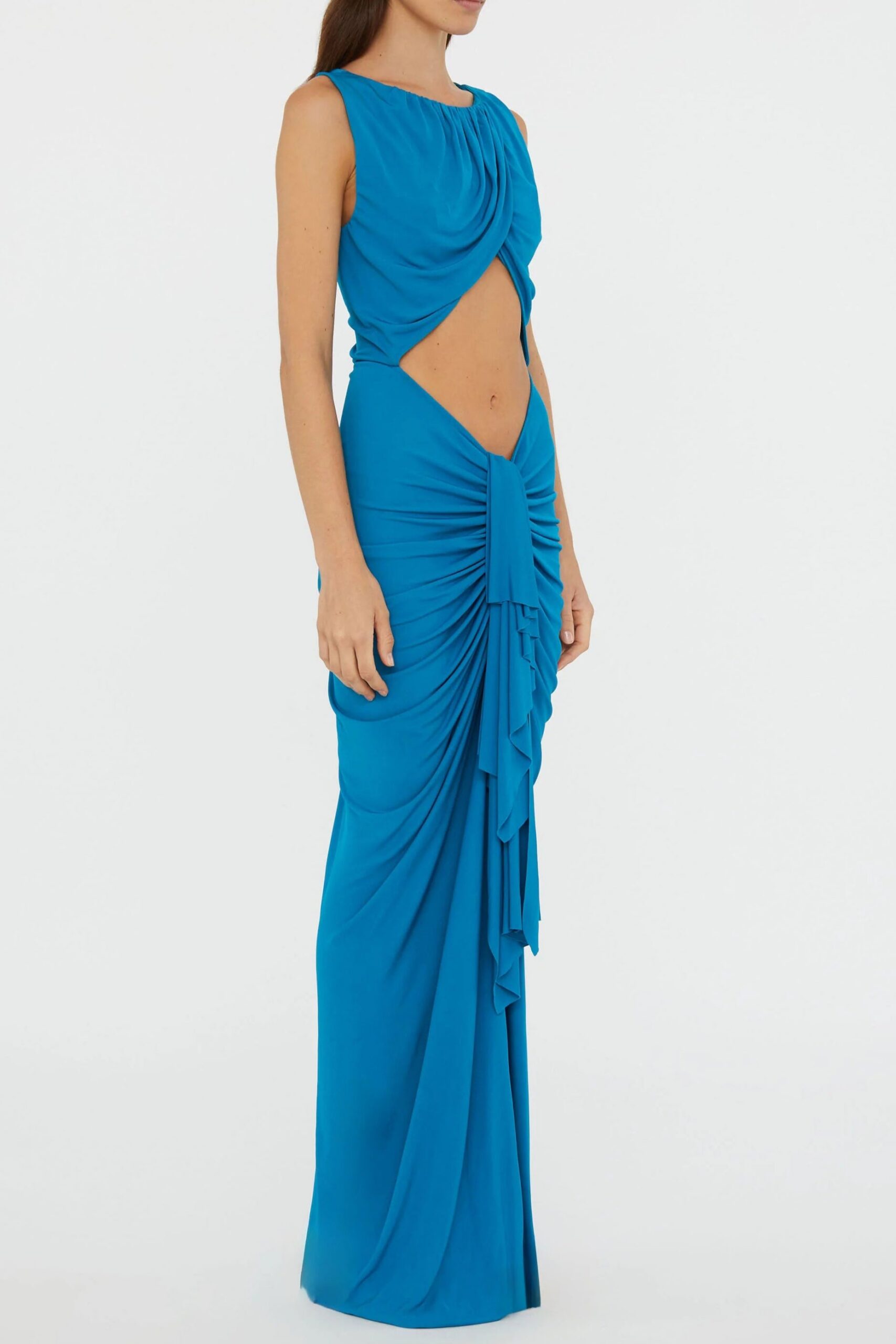 LILY DRAPE DISCONNECT MAXI DRESS, BLUE, COCKTAIL