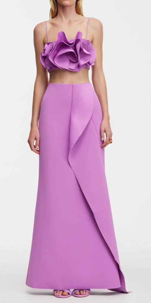 Irregular ruffle fishtail skirt in purple