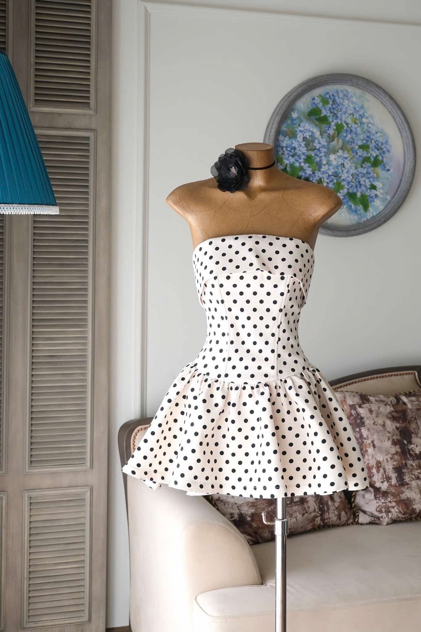 LUMI DOT STRAPLESS MINI DRESS FOR PARTY