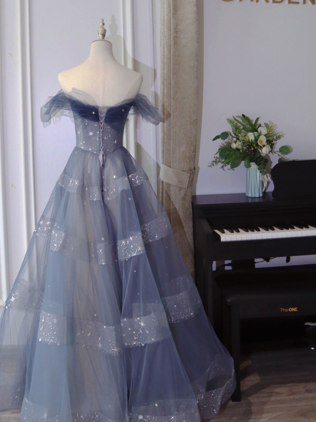 BLUE TULLE SEQUIN PARTY DRESS