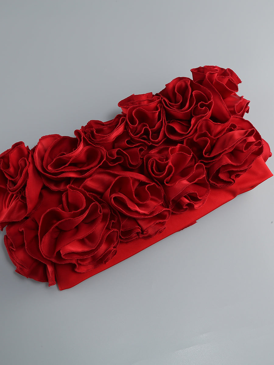 RED CORSET FLOWER TWO-PIECE SET, PARTY