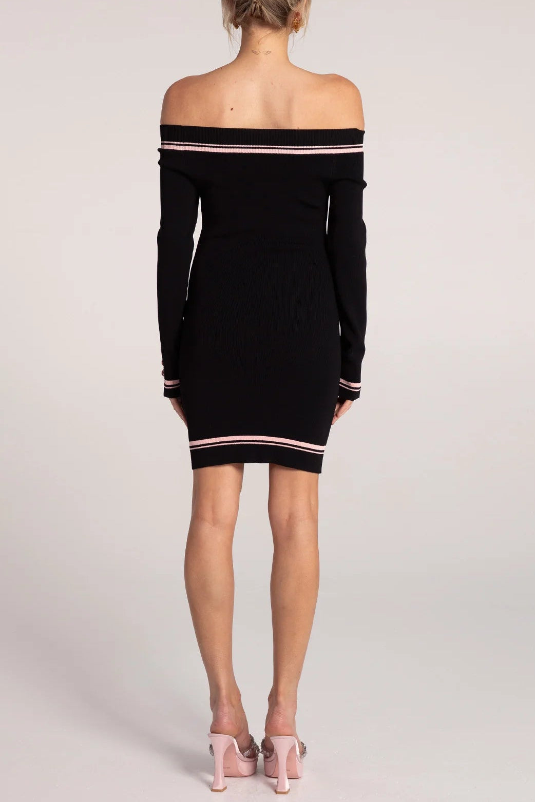 VANESSA OFF-SHOULDER BLACK MINI DRESS
