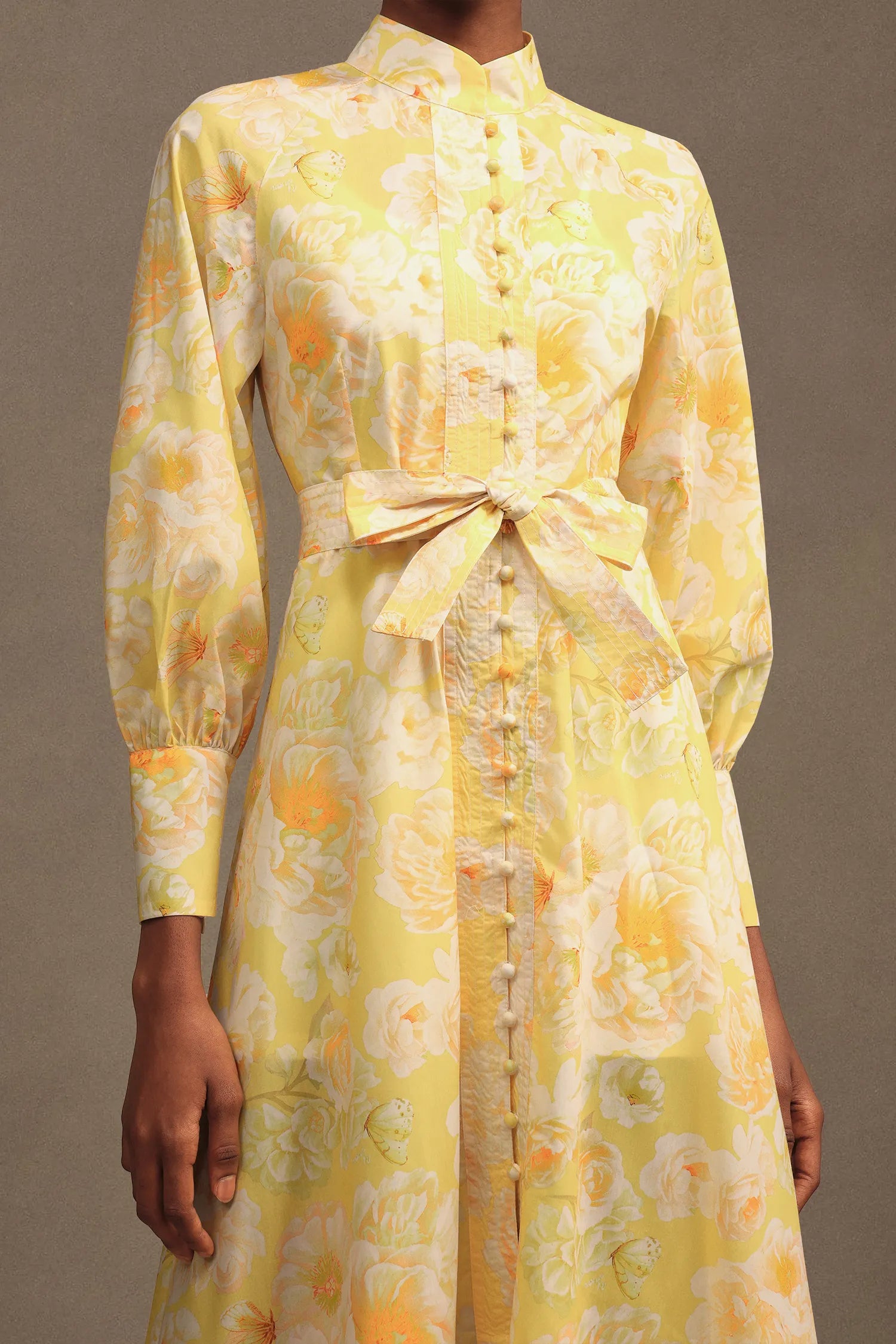 XAVIERA YELLOW FLORAL CHIFFON MAXI DRESS