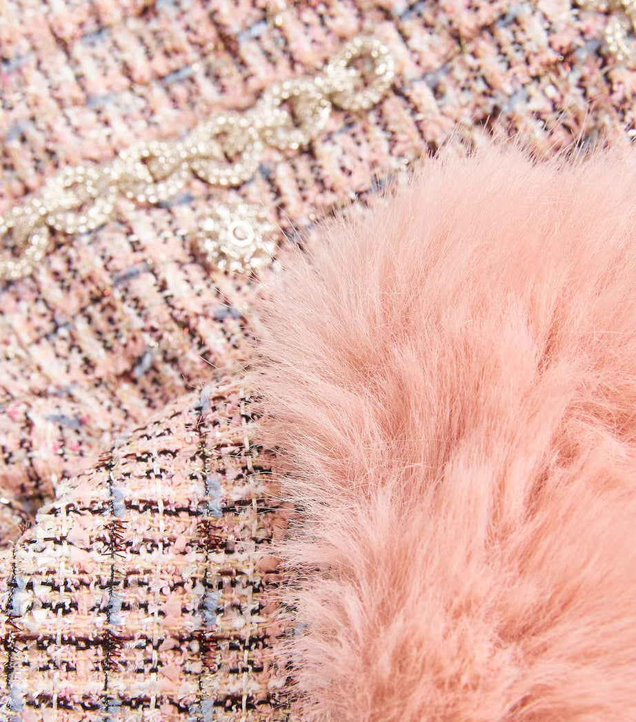 ROSEMARY PINK BOUCLÉ FUR-TRIM BLAZER