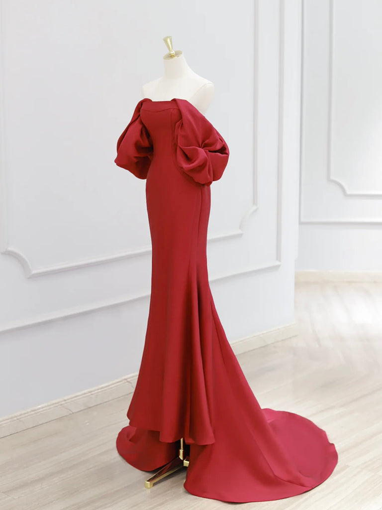 OFF SHOULDER SATIN MERMAID DRESS FOR WEDDING