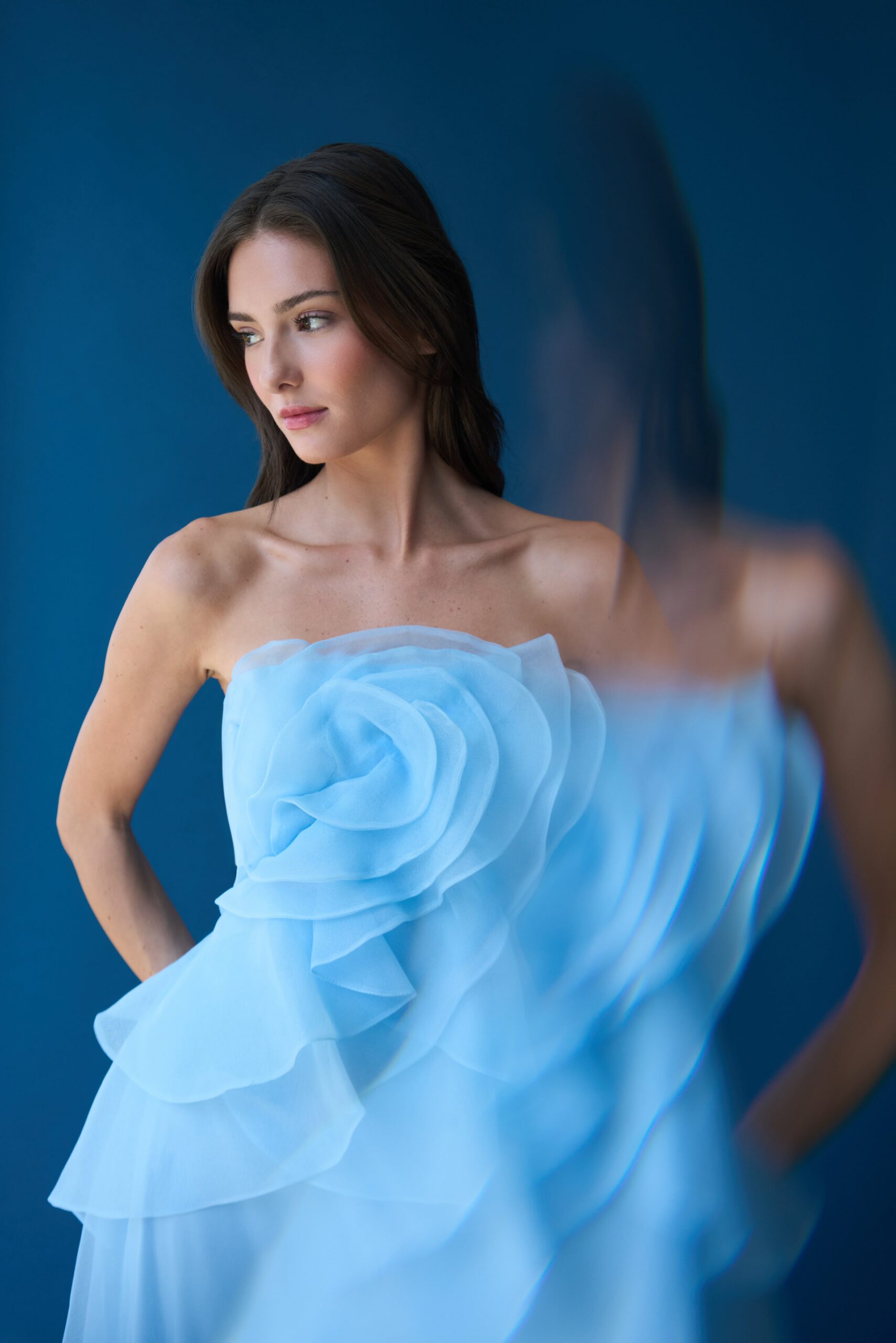 MANDY OFF-SHOULDER RUFFLE MAXI DRESS BLUE