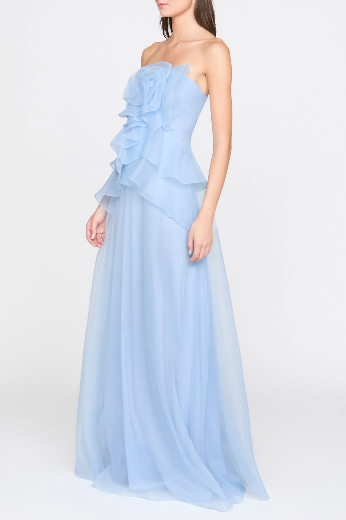 MANDY OFF-SHOULDER RUFFLE MAXI DRESS BLUE