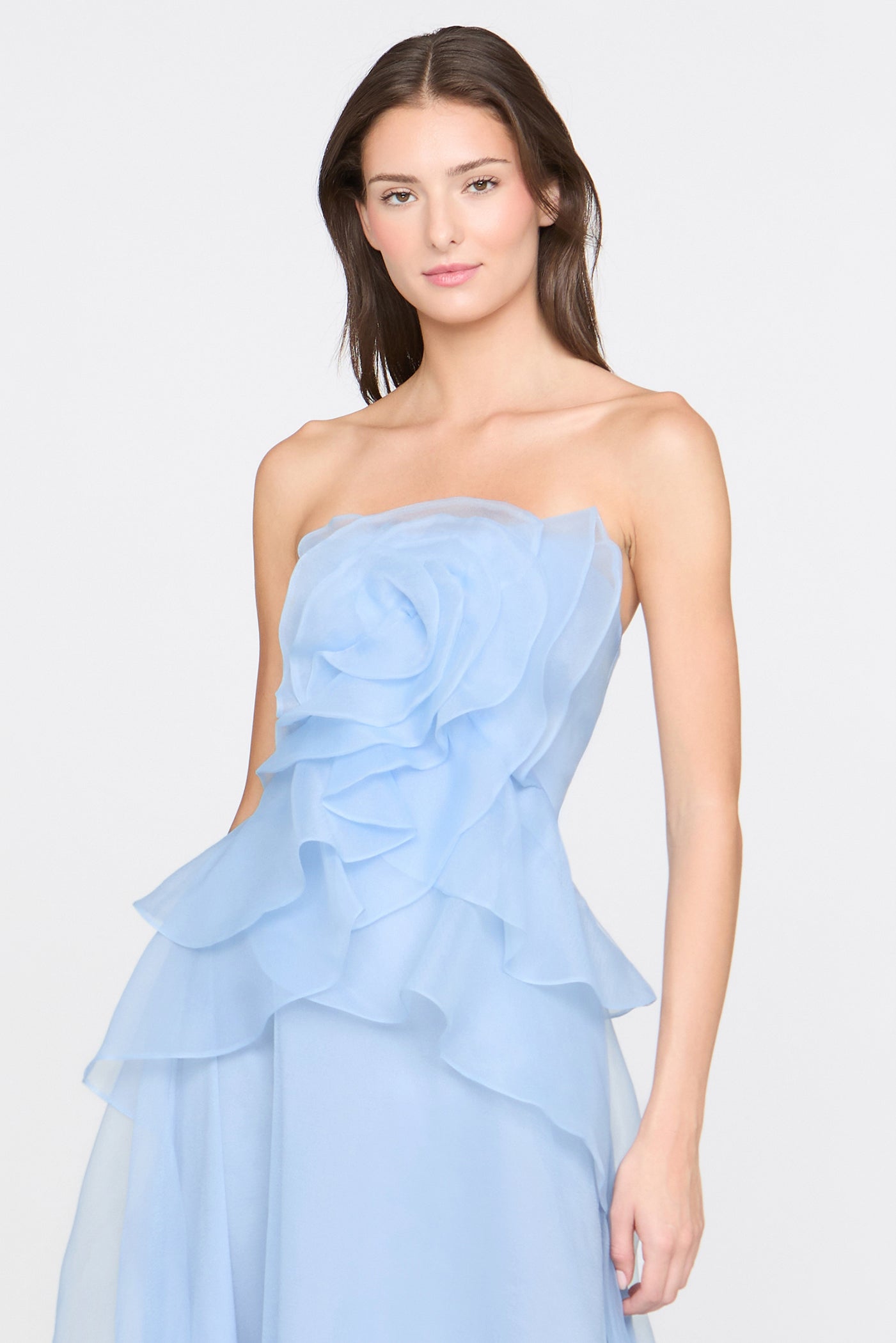 MANDY OFF-SHOULDER RUFFLE MAXI DRESS BLUE