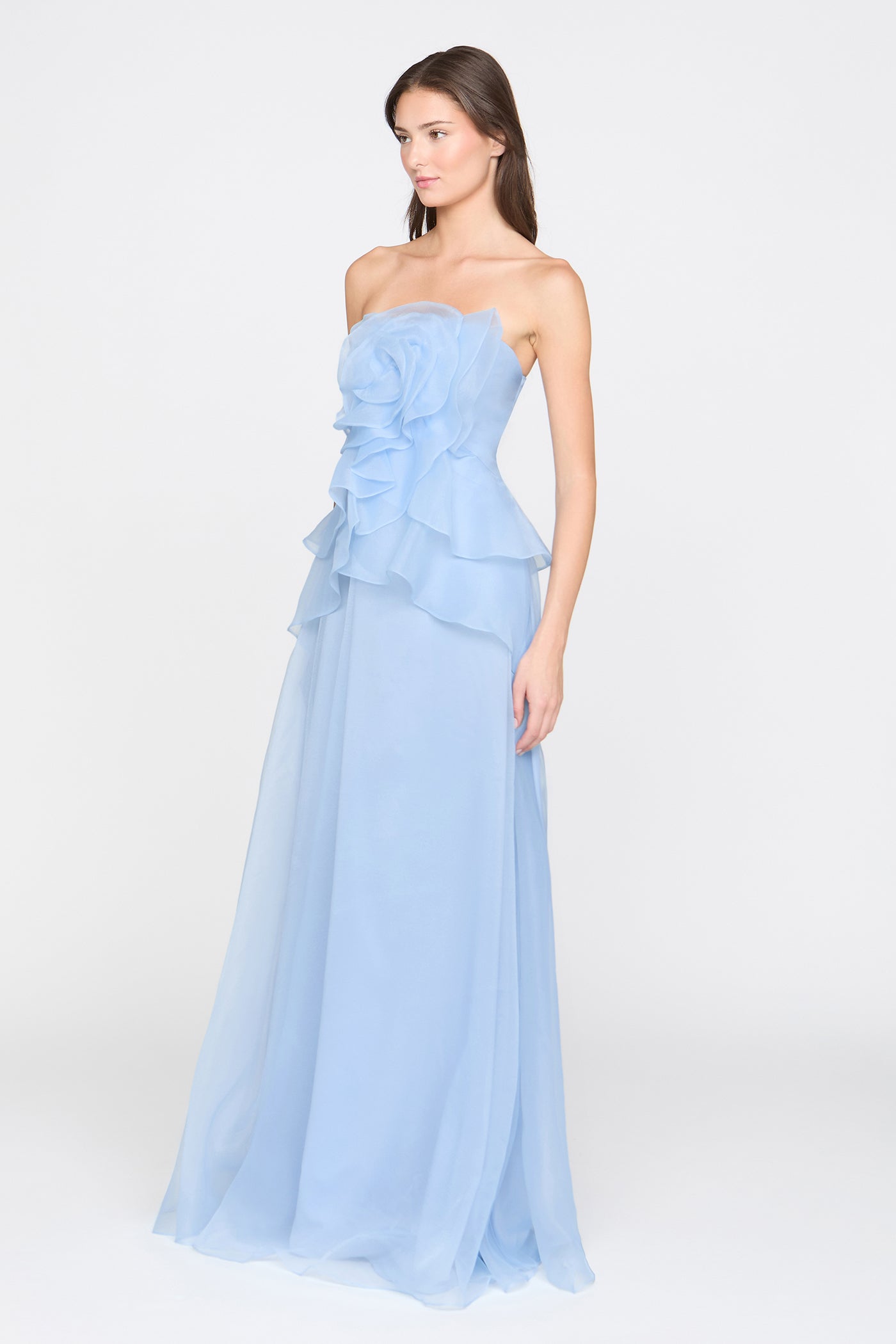 MANDY OFF-SHOULDER RUFFLE MAXI DRESS BLUE