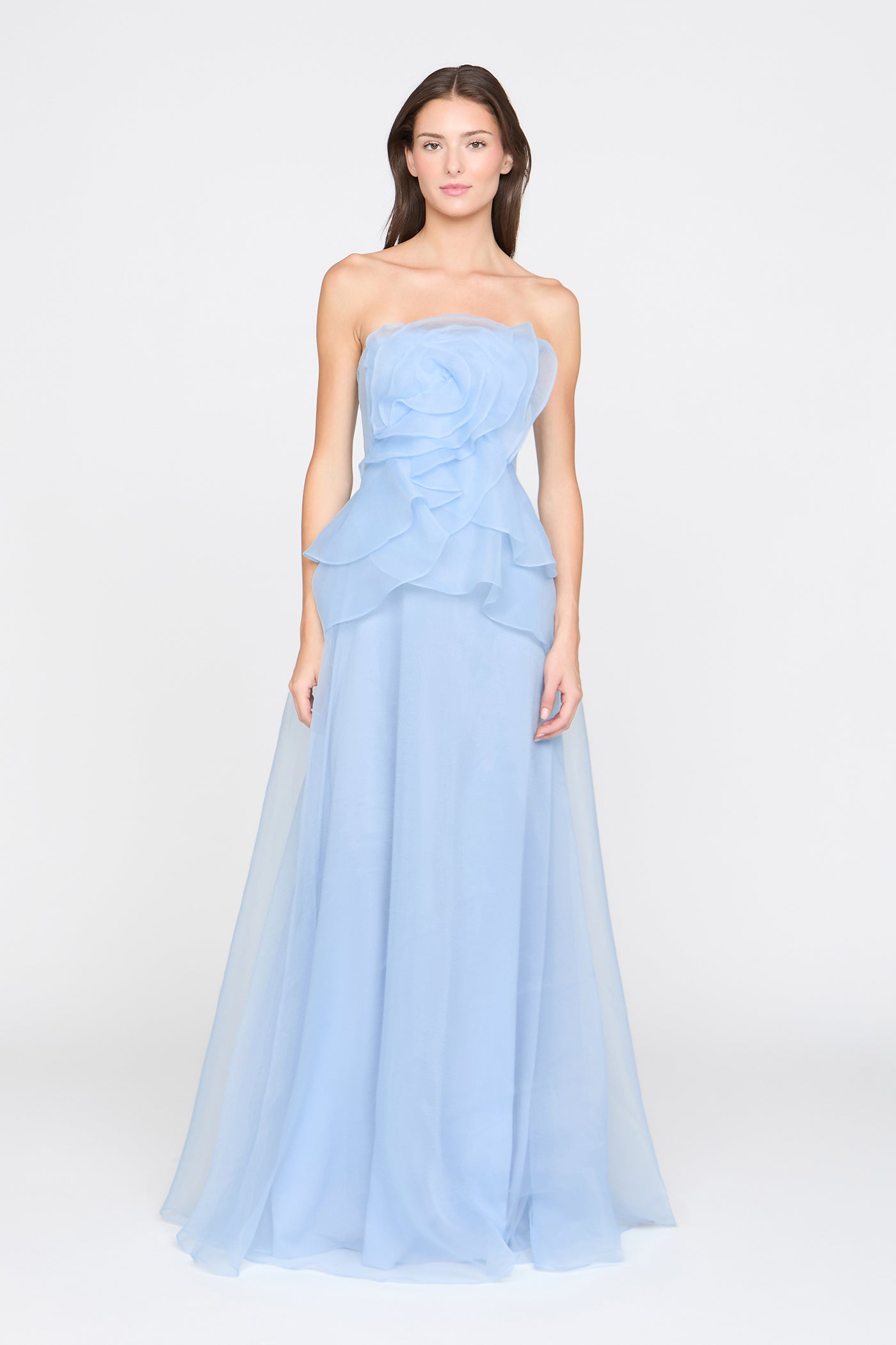 MANDY OFF-SHOULDER RUFFLE MAXI DRESS BLUE