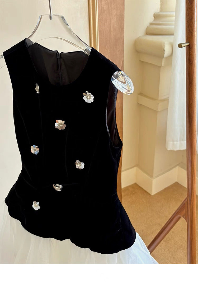FLORAL SLEEVELESS MESH MINI DRESS, EVENING PARTY