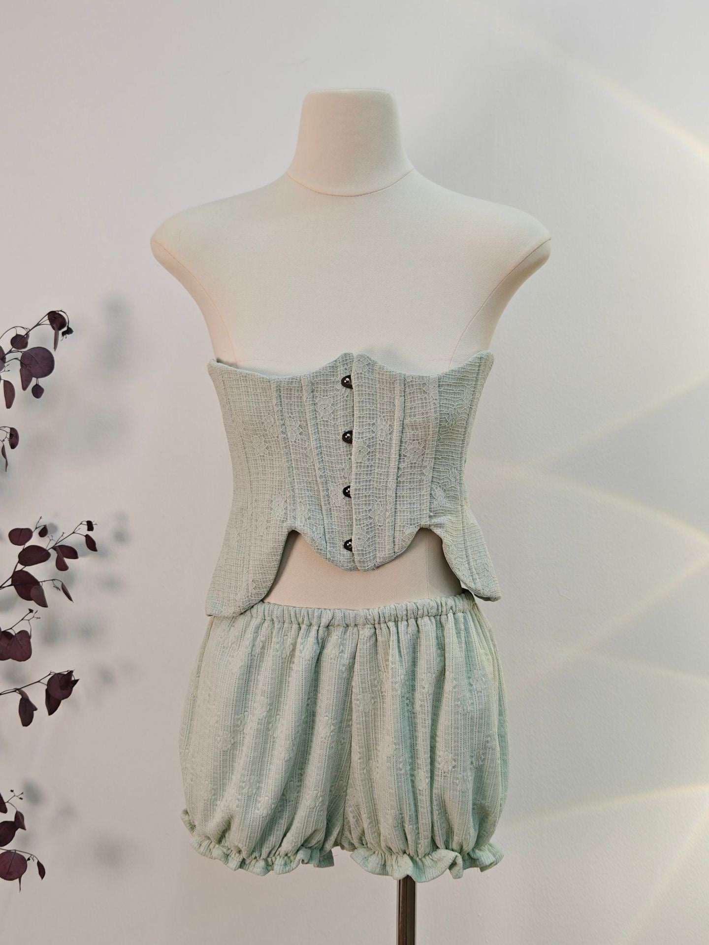 BAHA RUCH RUFFLE FRINGE MINT MINI DRESS