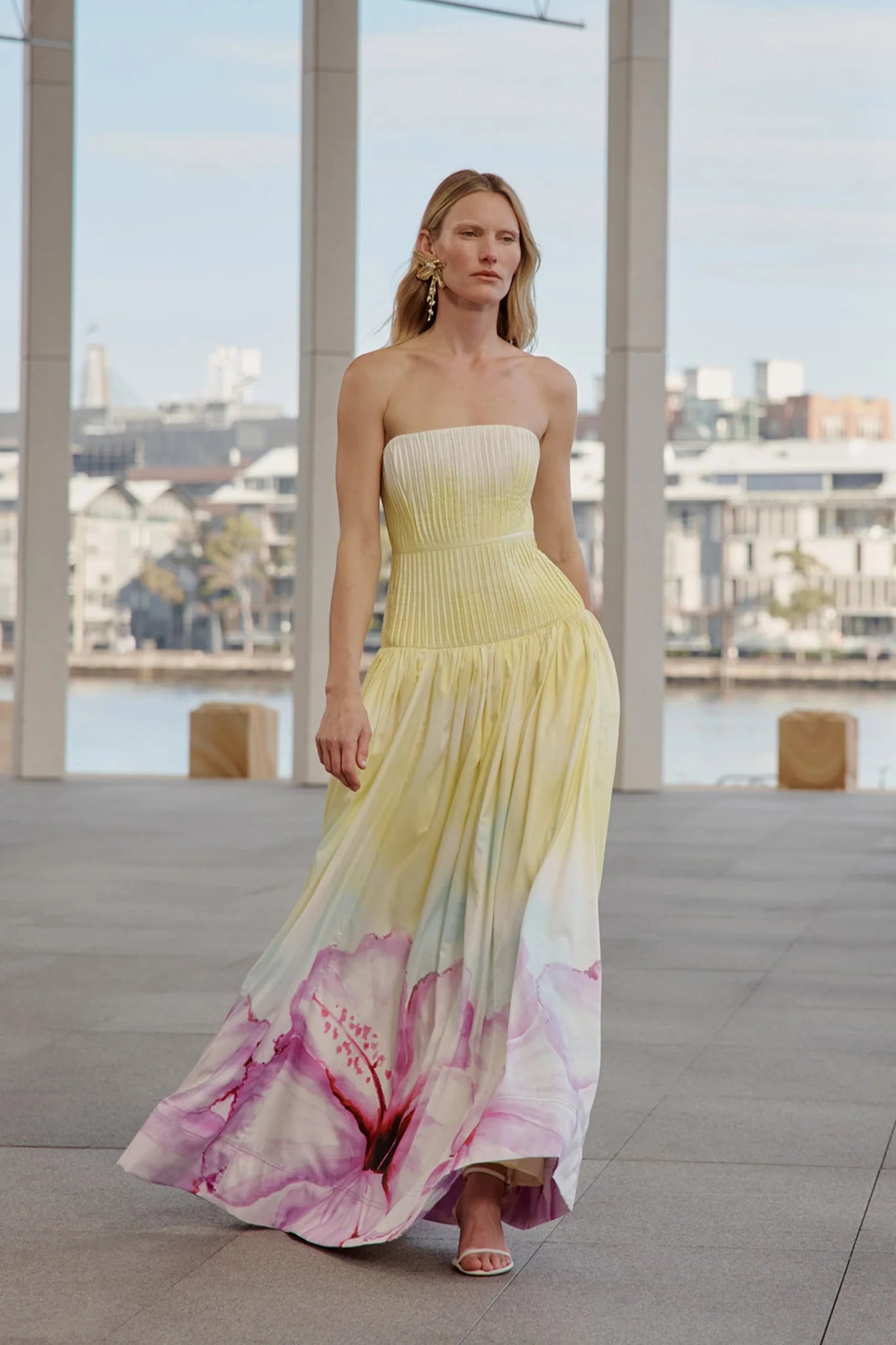 LAUREL GRADIENT YELLOW TUBE TOP MAXI DRESS