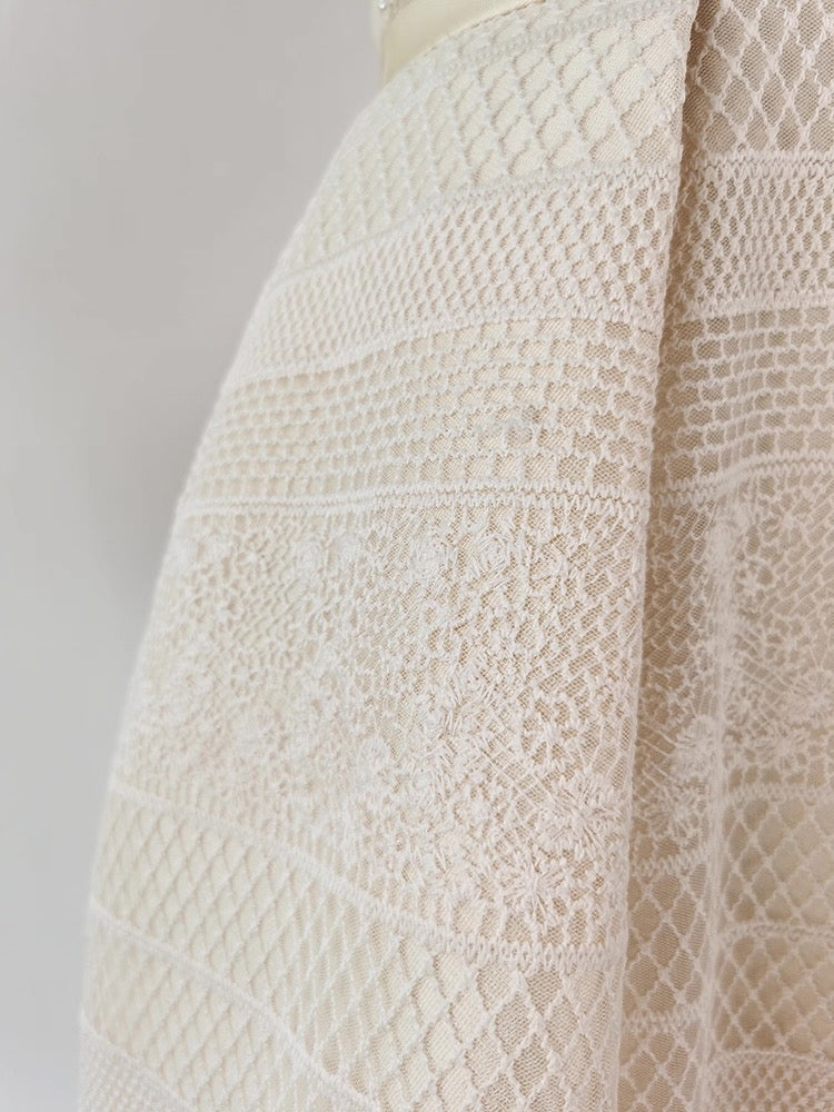 TERESA BEIGE LACE A-LINE MINI DRESS