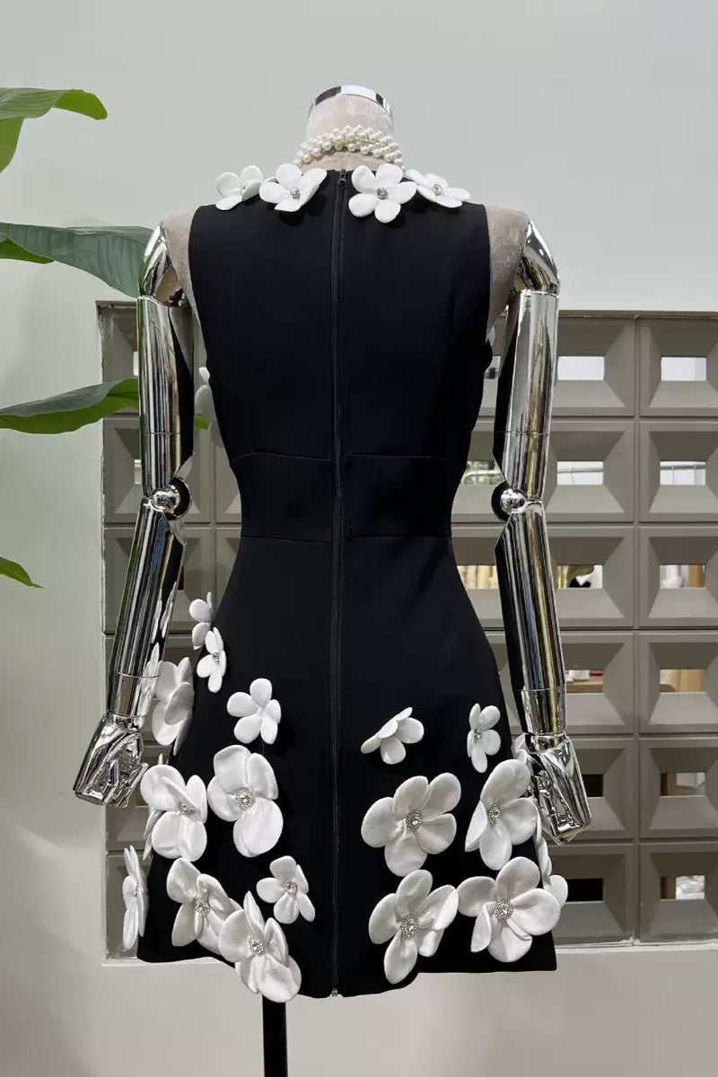 BLACK & WHITE MINI DRESS FOR PARTY