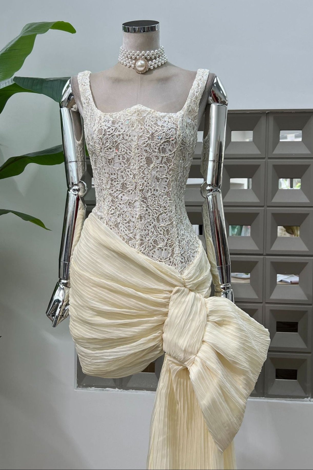 BOSEDE BOW LACE CORSET MINI DRESS FOR PARTY