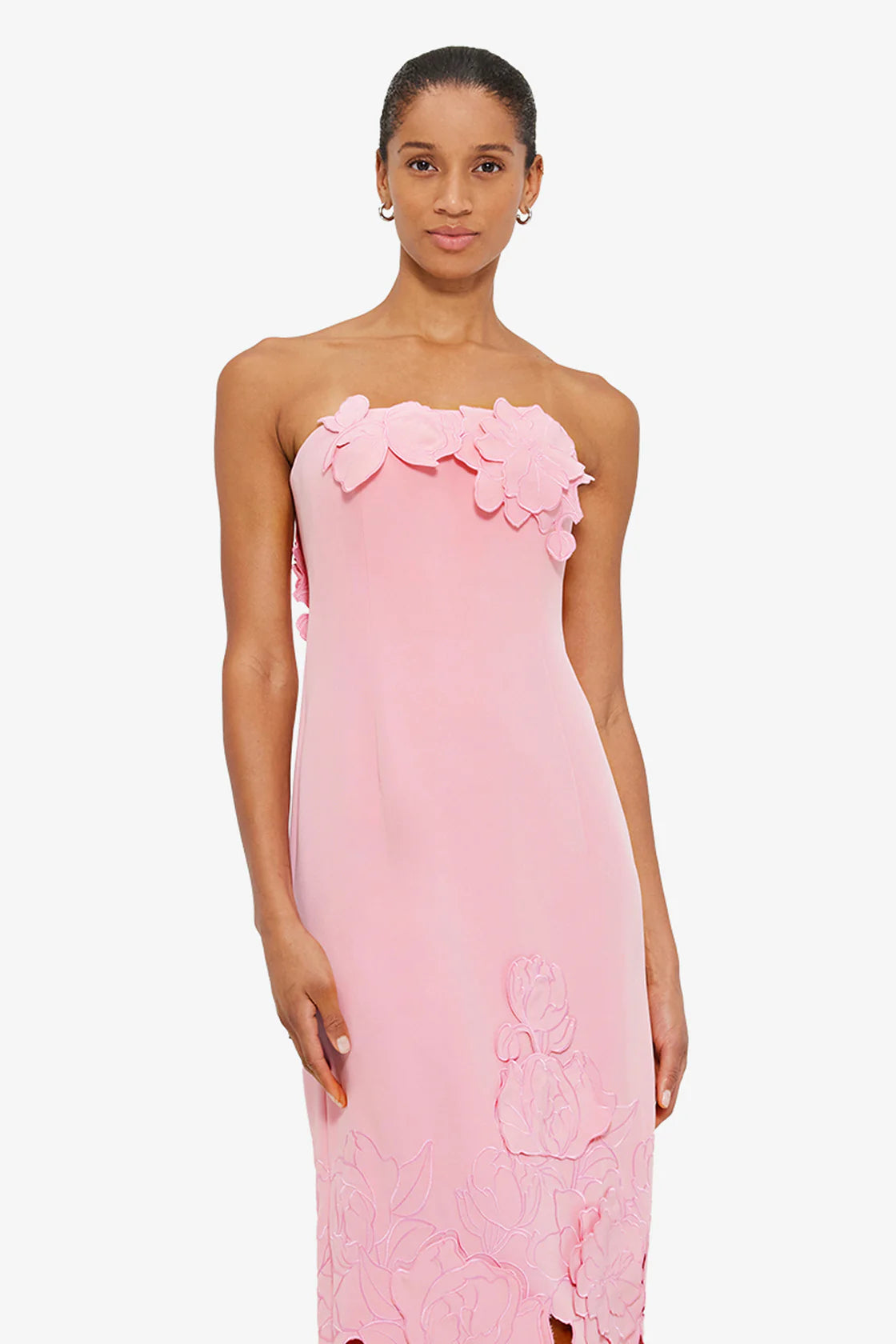 LOUISE APPLIQUÉ BUSTIER MAXI DRESS PINK
