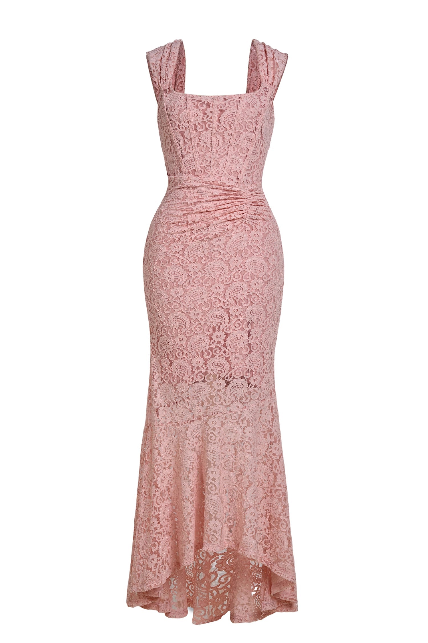VIVIEN PINK LACE MAXI DRESS - A-LINE WEDDING